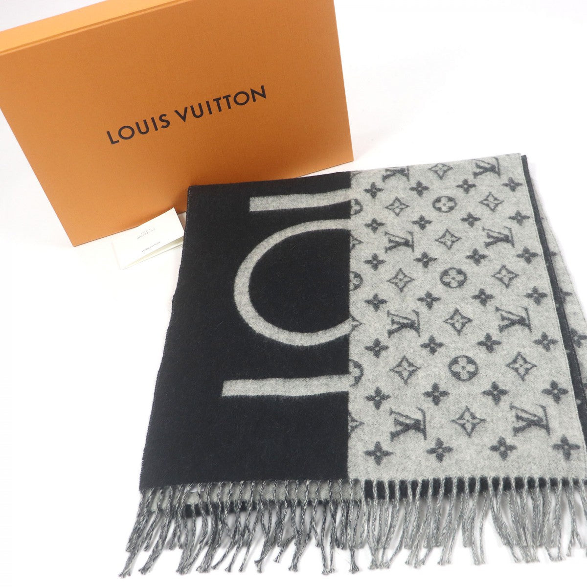 Louis Vuitton Scarf M70924 Split Black Gray