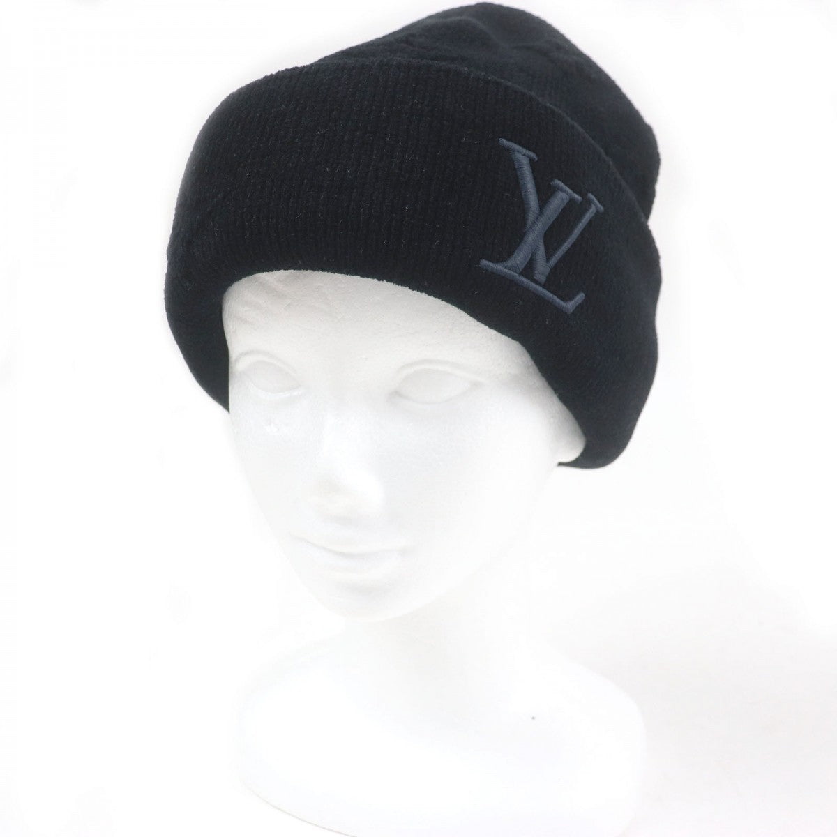 Louis Vuitton Knit M96194 Crash Monogram Nylon Cotton Black Hat