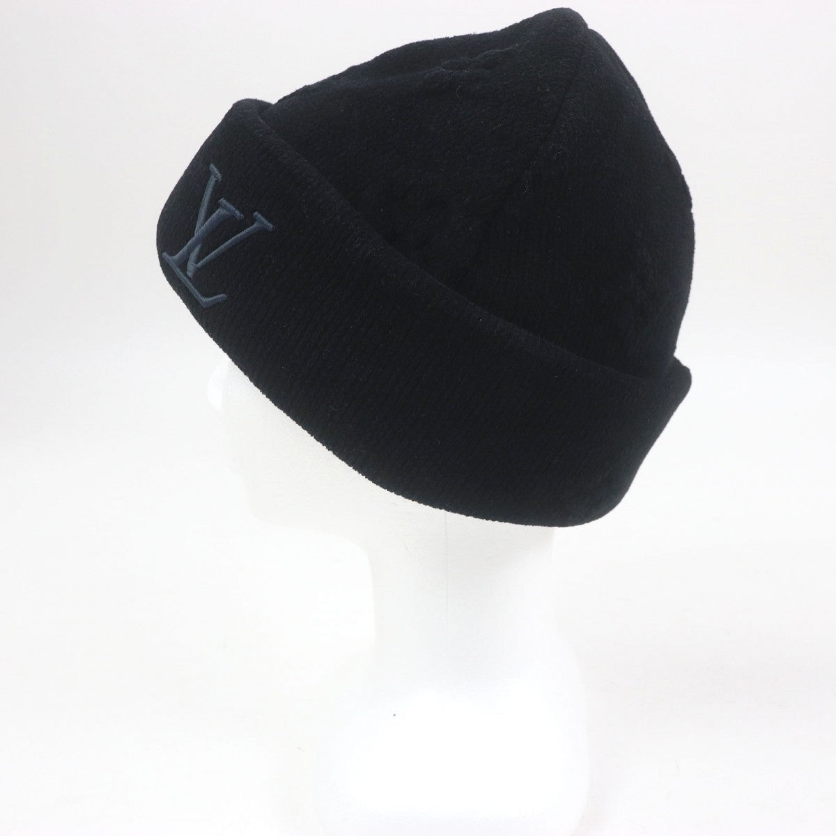 Louis Vuitton Knit M96194 Crash Monogram Nylon Cotton Black Hat