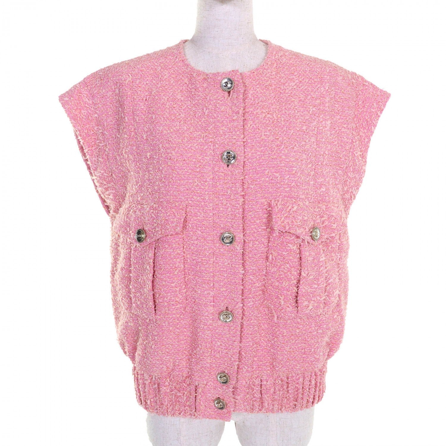 Chanel Vest 21S cotton 38 Pink Handbag