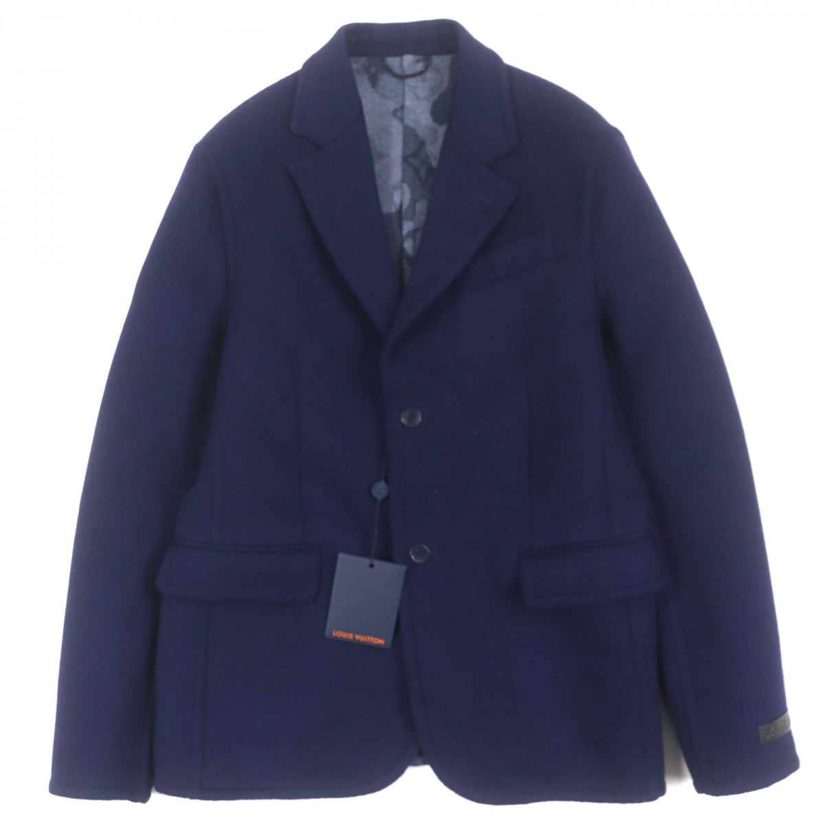 Louis Vuitton tailored jacket cowhide 50 Leather Wool Navy Apparel