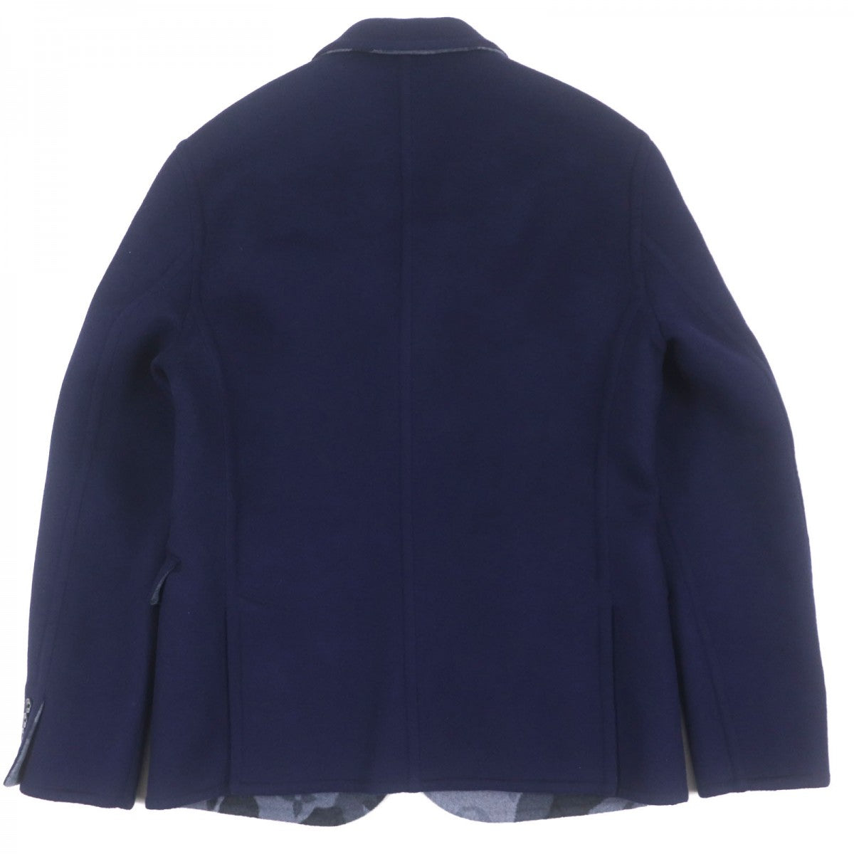 Louis Vuitton tailored jacket cowhide 50 Leather Wool Navy Apparel