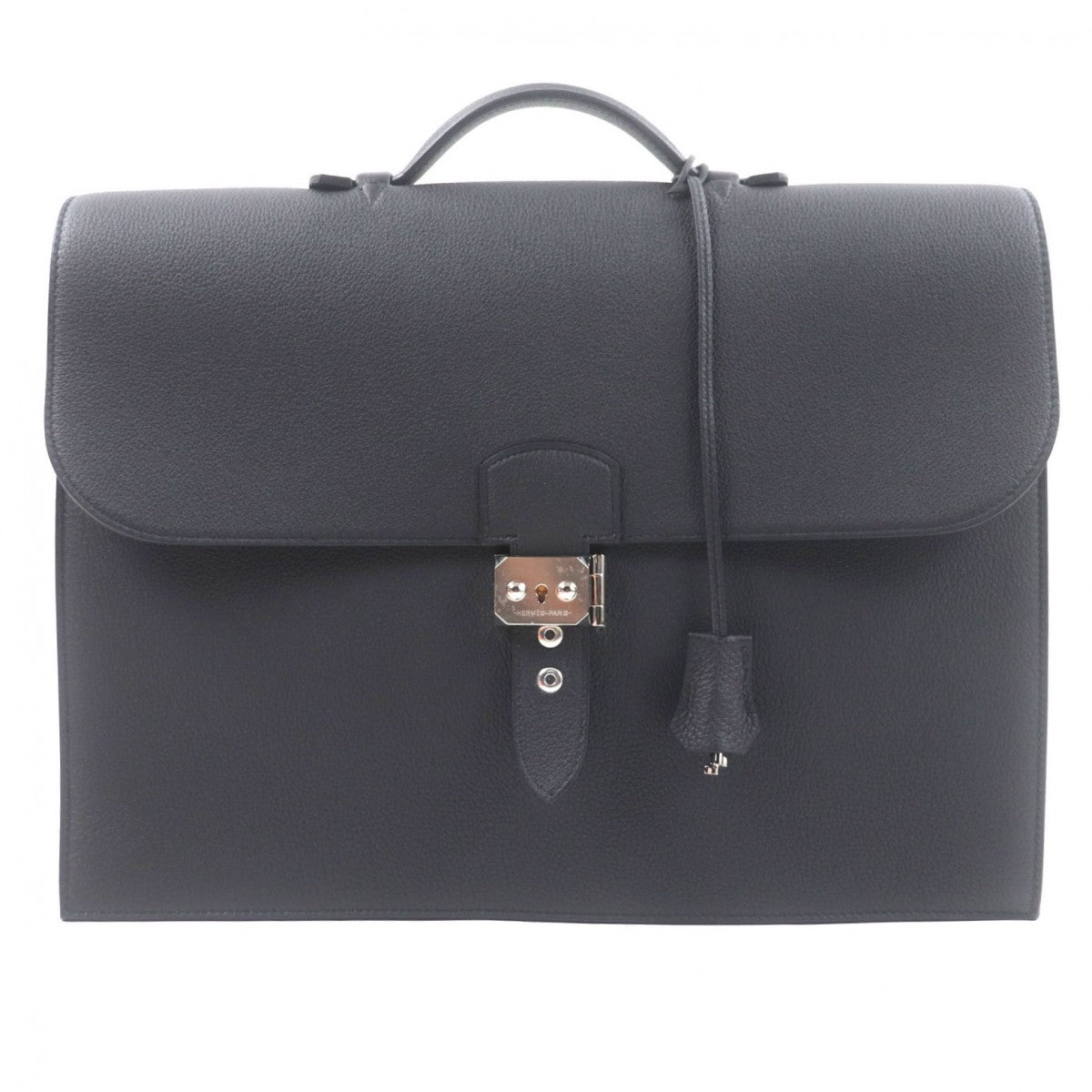 Hermes Briefcase Main Togo Sac Adepeche Mens Handbag Black Travel Bag