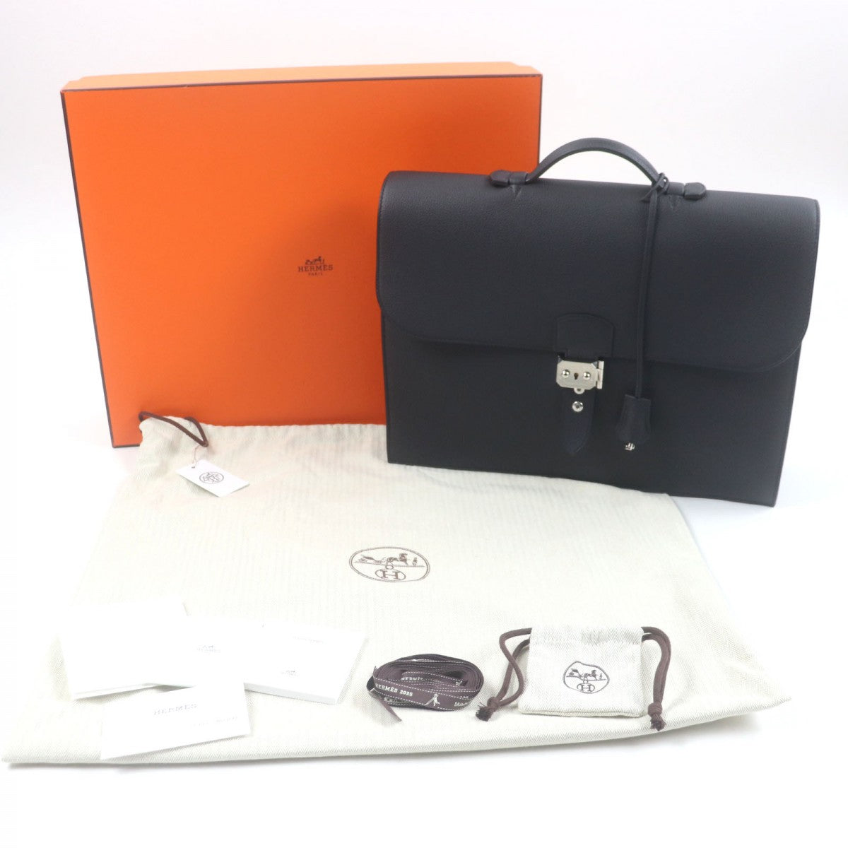 Briefcase Main: Togo Sac Adepeche Mens Handbag Black Travel Bag