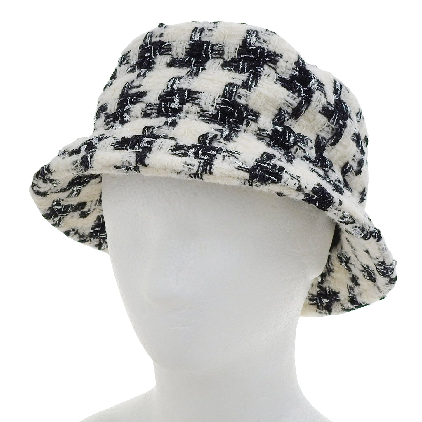 Chanel COCO Mark Houndstooth Tweed Hat Wool Hat