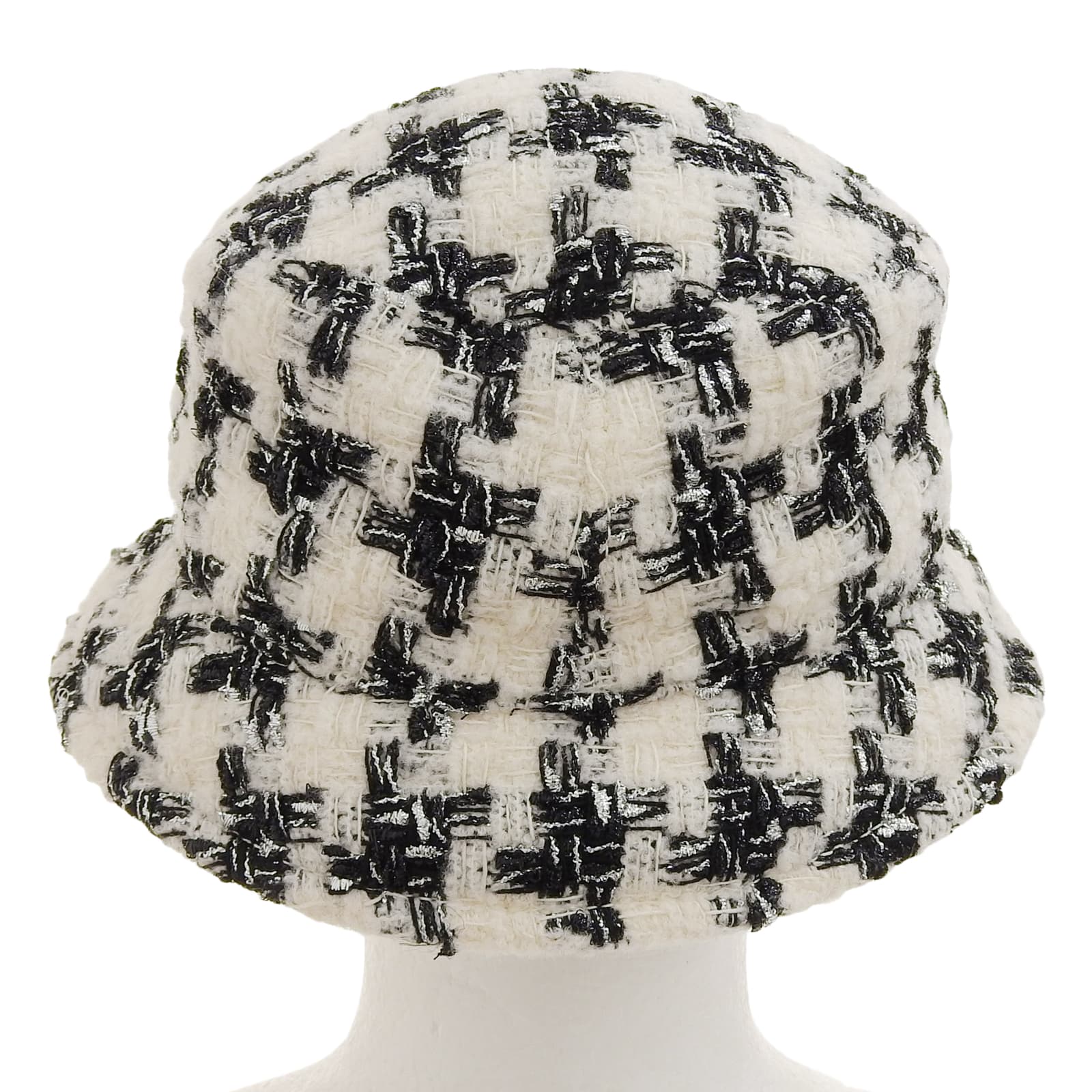 Chanel COCO Mark Houndstooth Tweed Hat Wool Hat