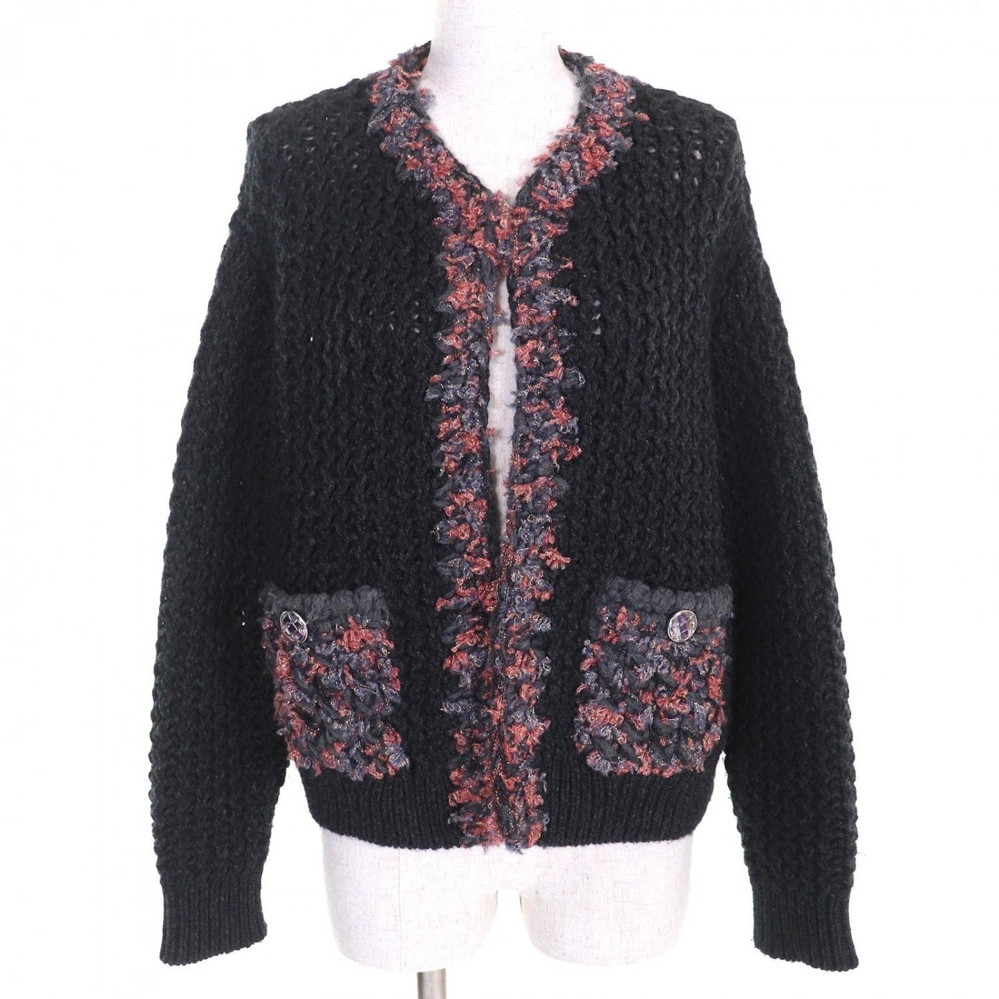 Chanel cardigan cashmere Dark type 34 36 Pink Gray Handbag