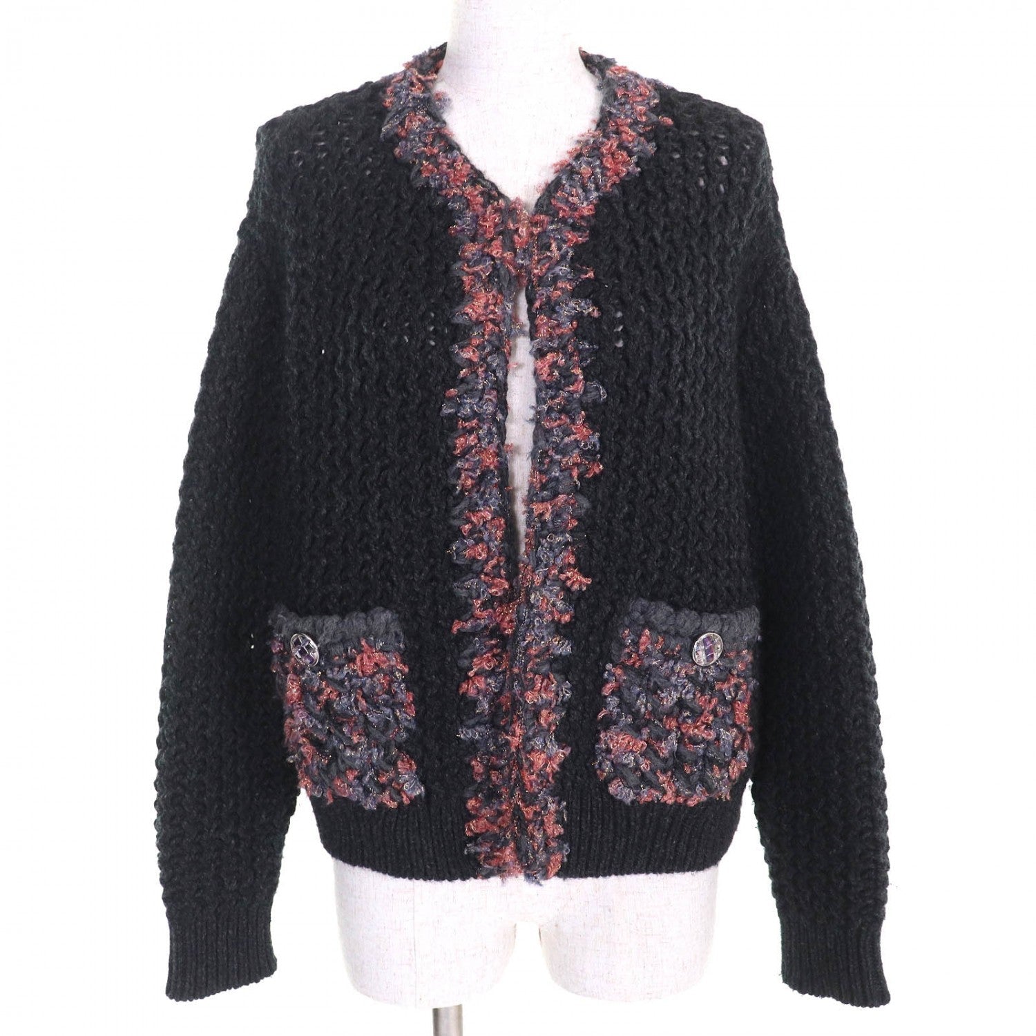 Chanel cardigan cashmere Dark type 34 36 Pink Gray Handbag