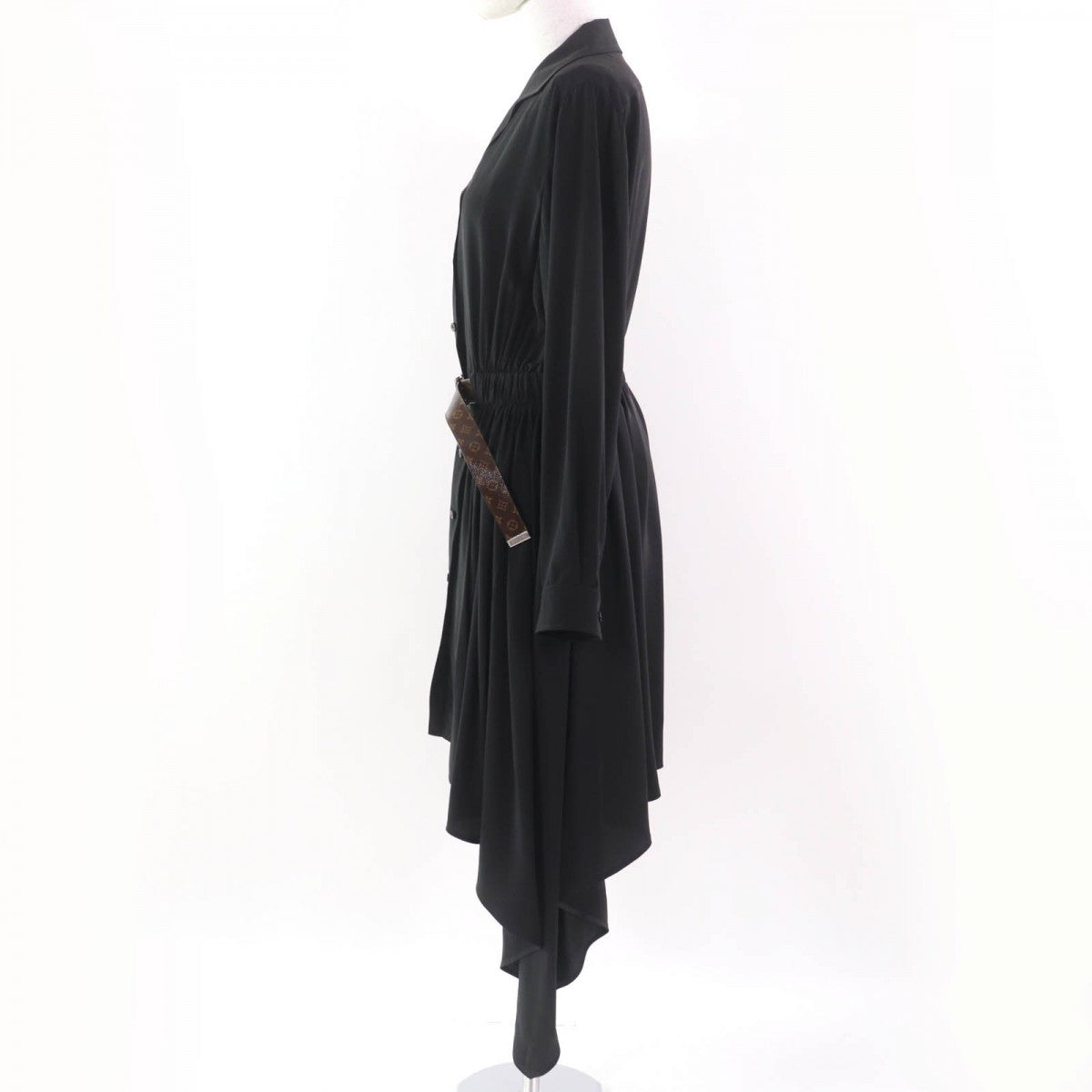 Louis Vuitton one piece 1AFSWC silk Belted Black Apparel