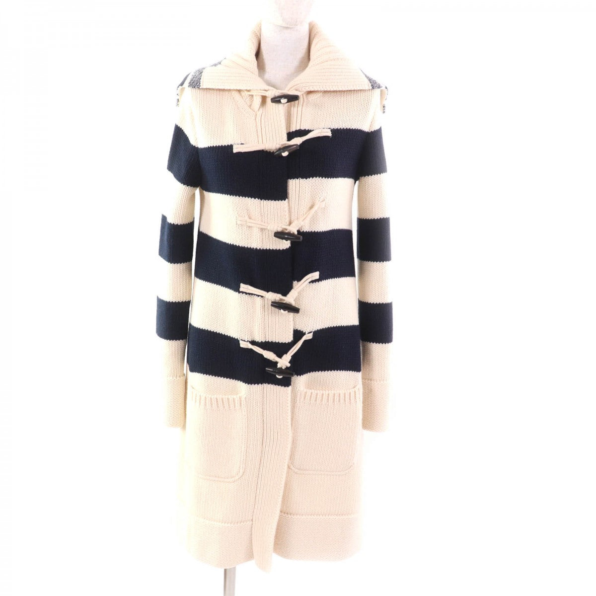 Dior Christian Duffel Coat Wool Ivory Navy Handbag Travel Bag