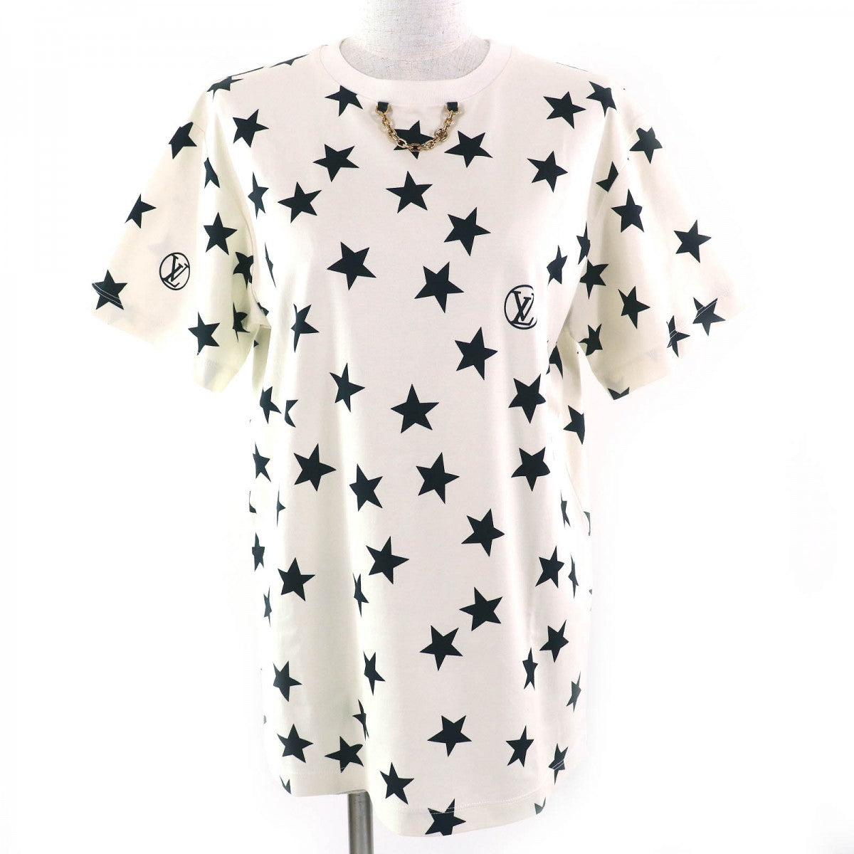 Louis Vuitton Short sleeve T-shirt 1AA9WZ Ivory Cotton Black Apparel
