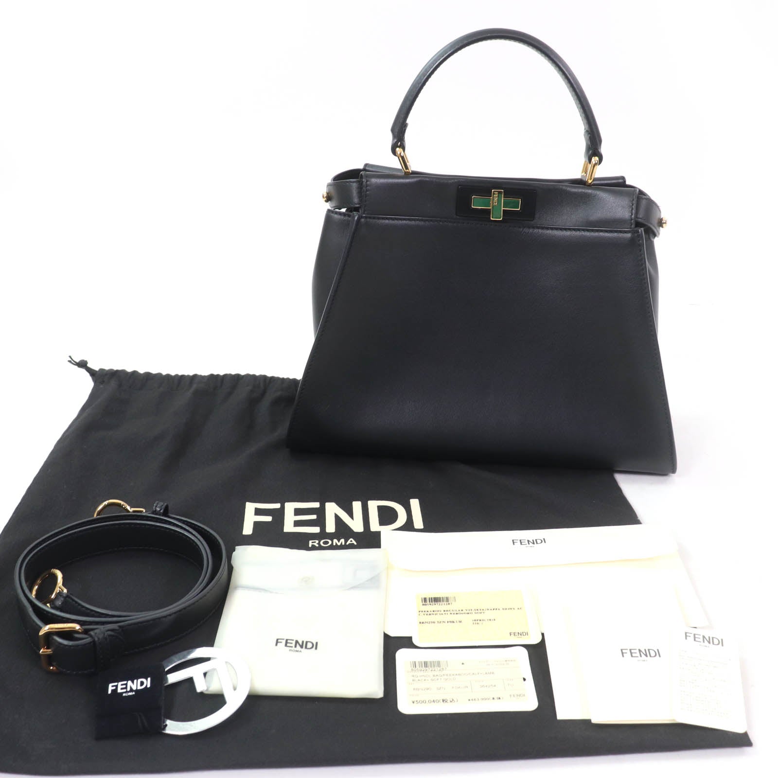 Fendi Peek Boo Nappa 2Way Bag Leather Travel Bag