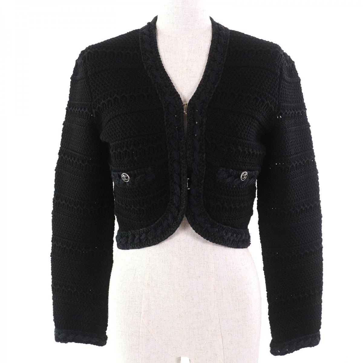 Chanel cardigan 21P cotton 36 Black Handbag