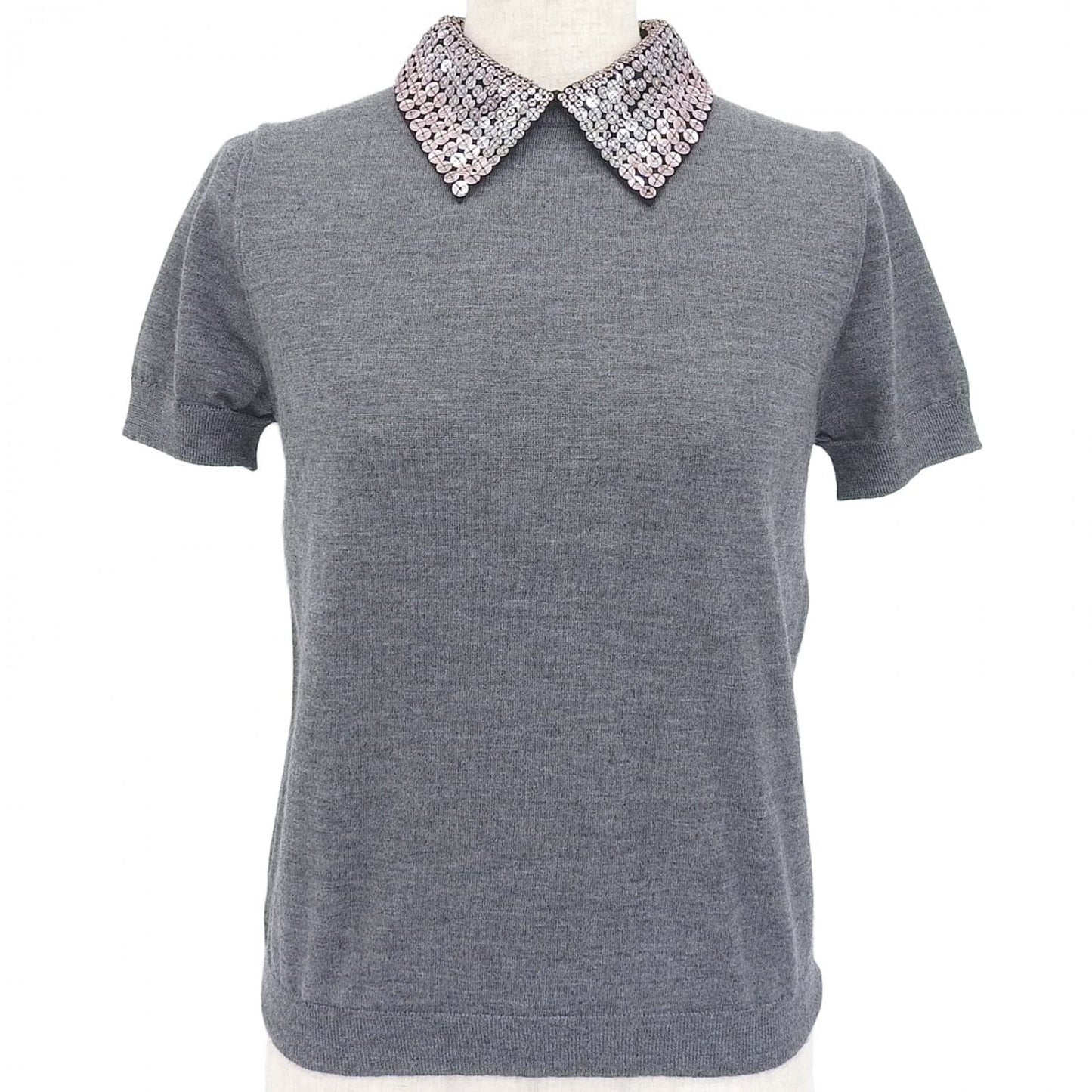 Dior Christian Short Sleeve Knit Cashmere Gray Handbag Travel Bag