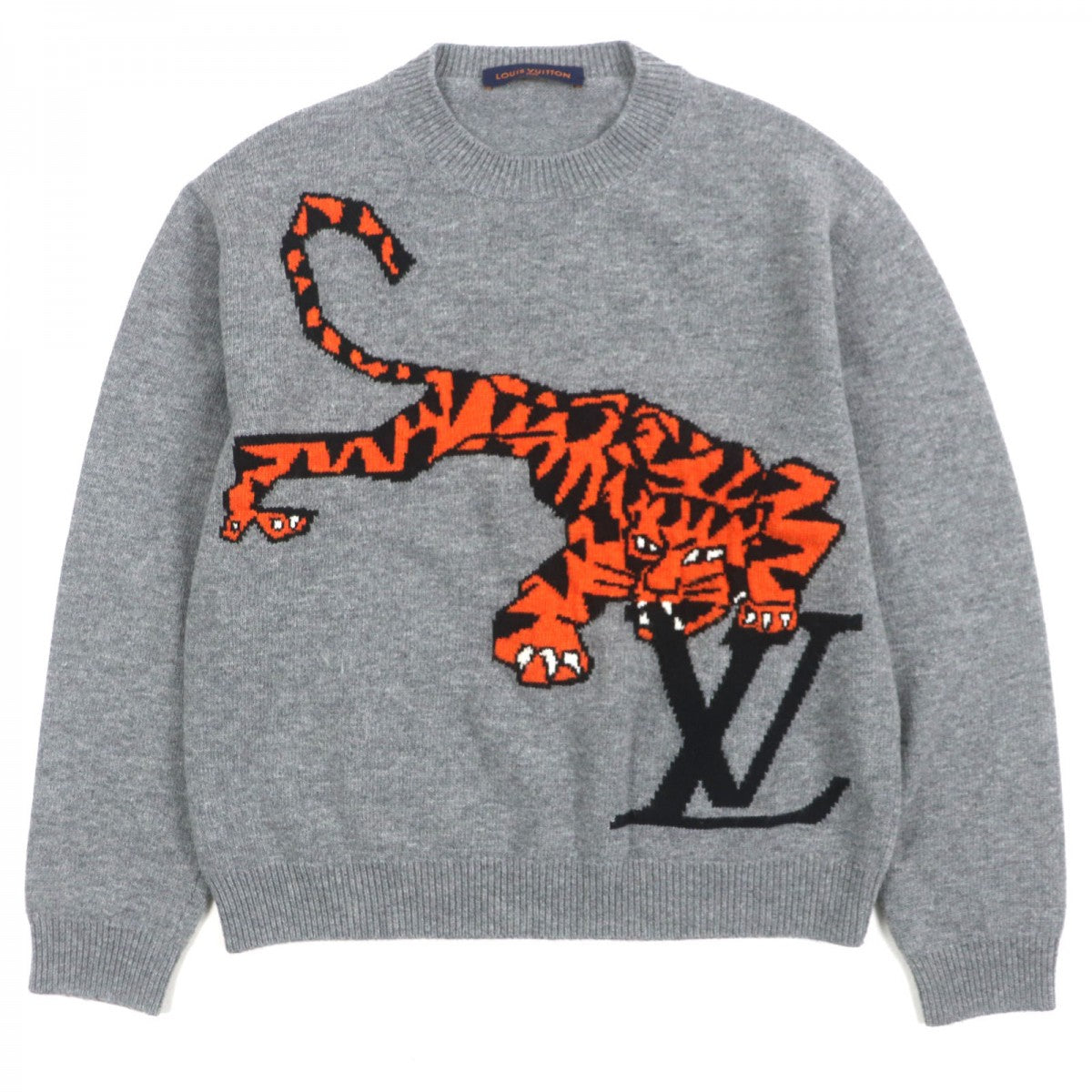 Louis Vuitton sweater Tiger Intarsia S Wool Gray Apparel