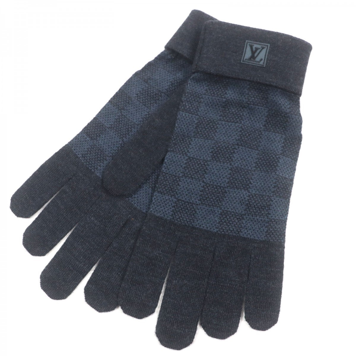 Louis Vuitton gloves M70008 Two-tone color Damier Wool Blue Apparel