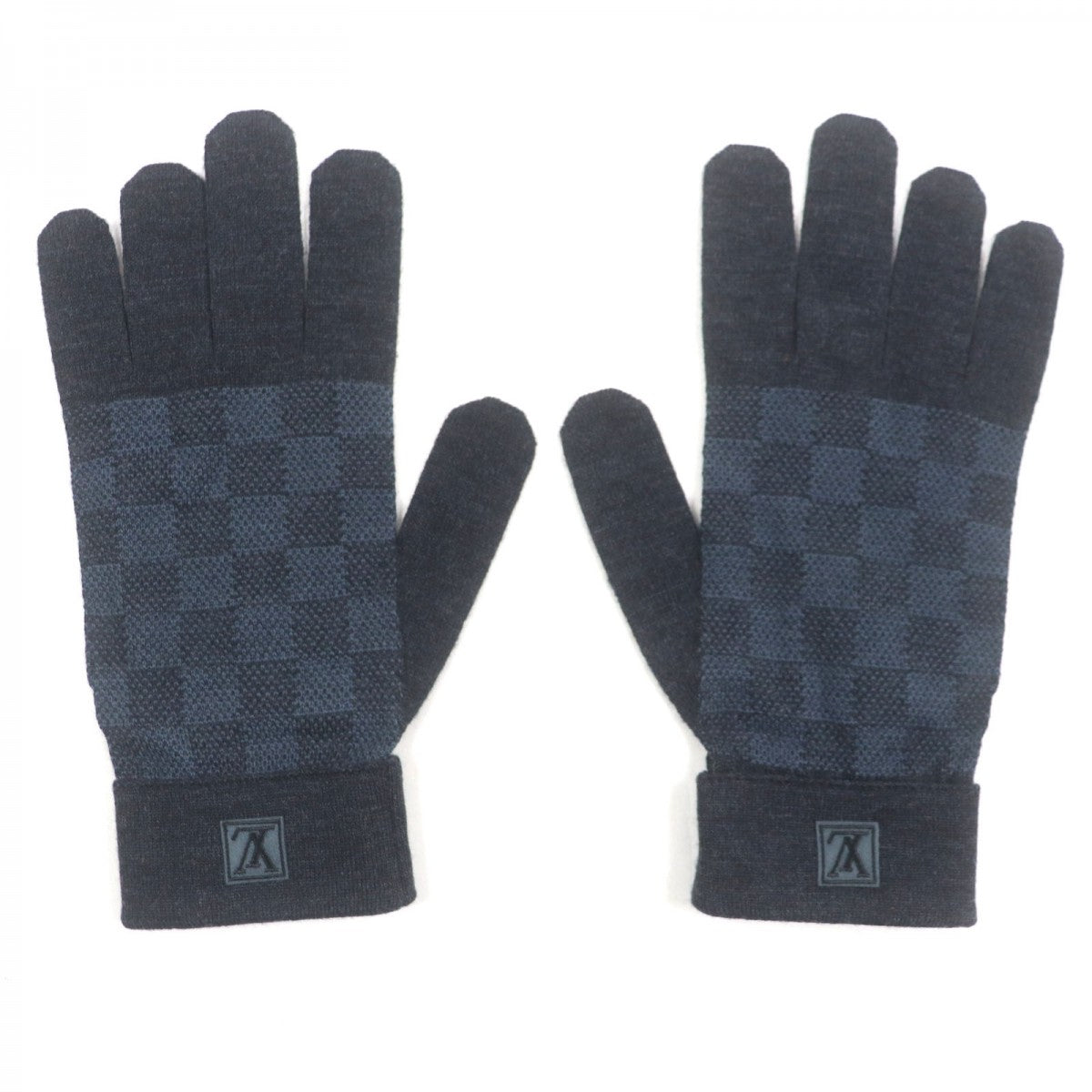 Louis Vuitton gloves M70008 Two-tone color Damier Wool Blue Apparel