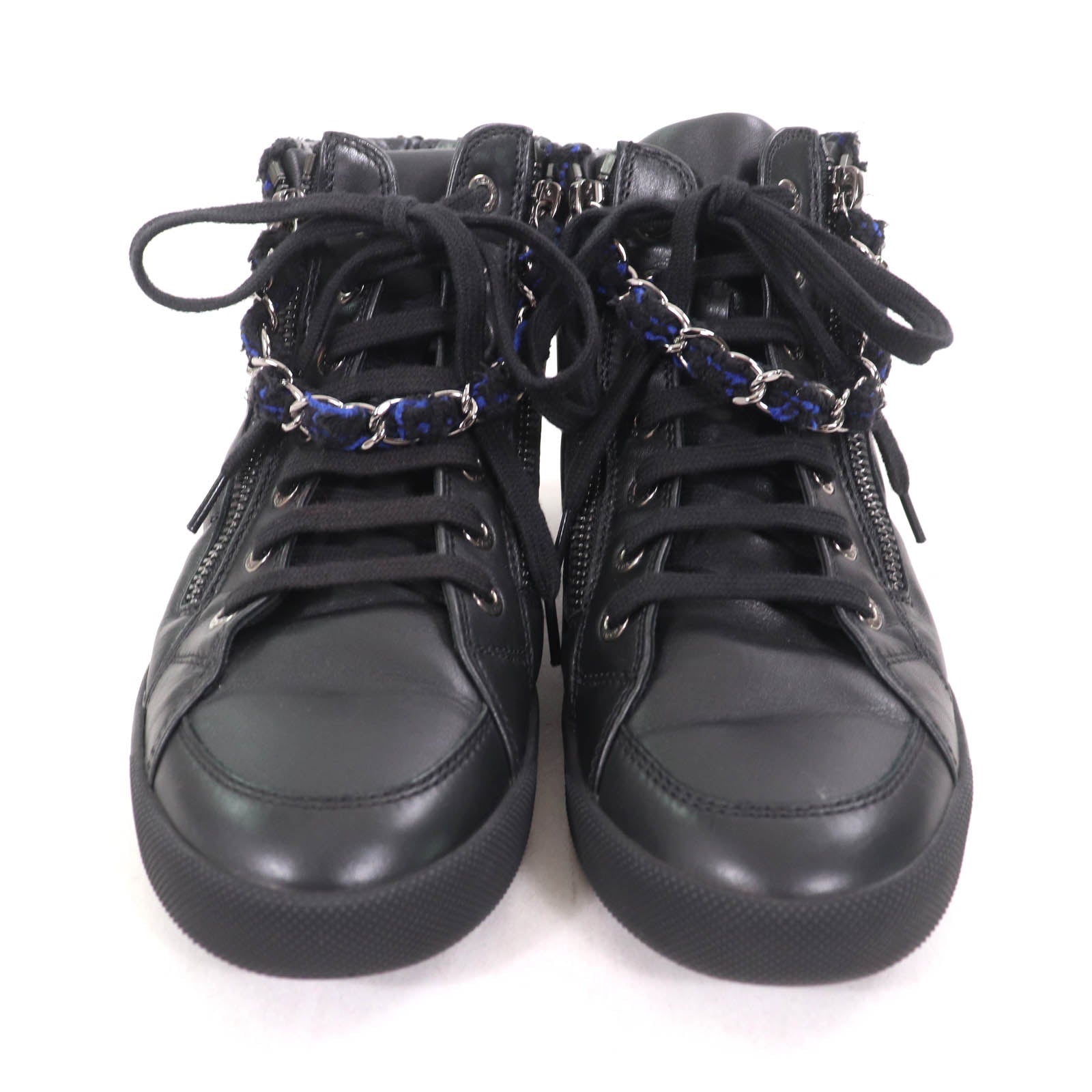 Chanel High Cut Leather Sneakers