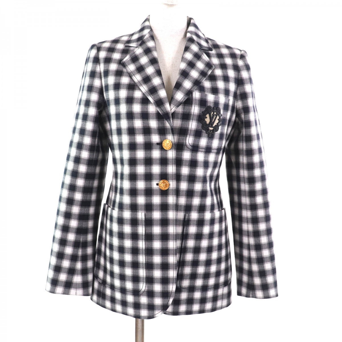 Louis Vuitton blazer 1ABR71 polyester preppy checked Black White Handbag