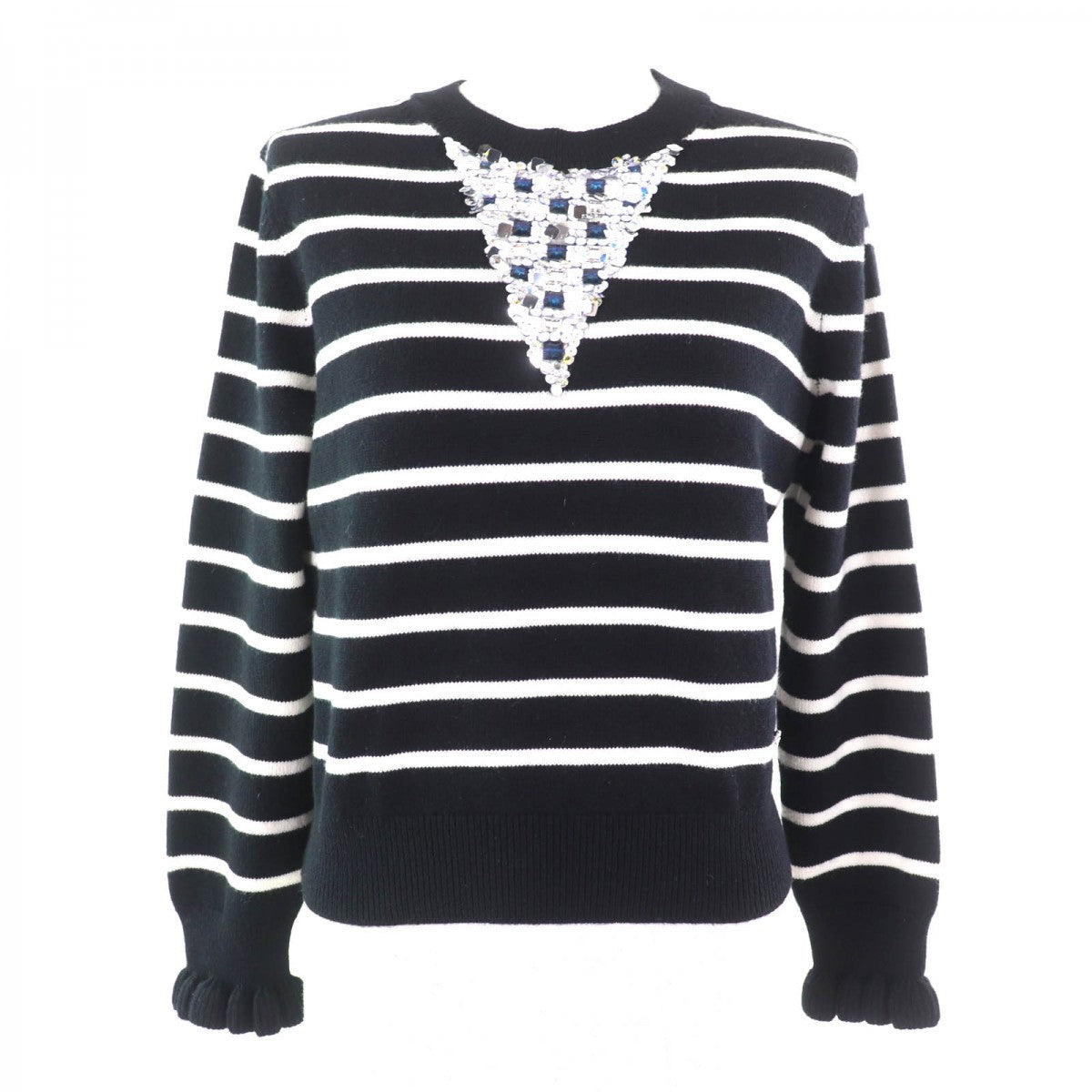 Chanel knit cashmere 36 Black White Handbag