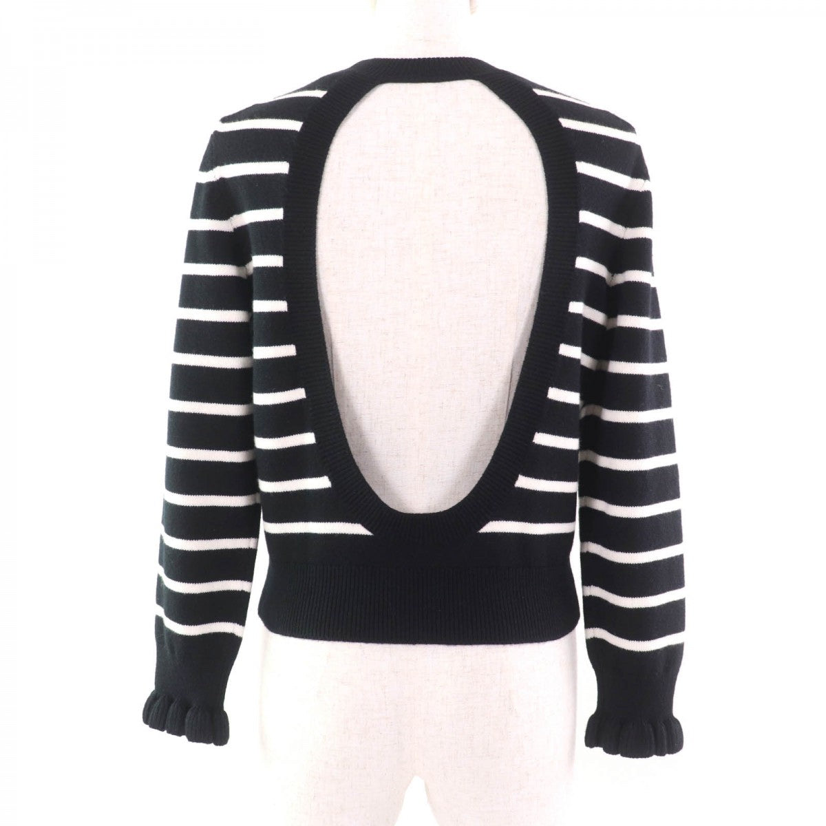 Chanel knit cashmere 36 Black White Handbag