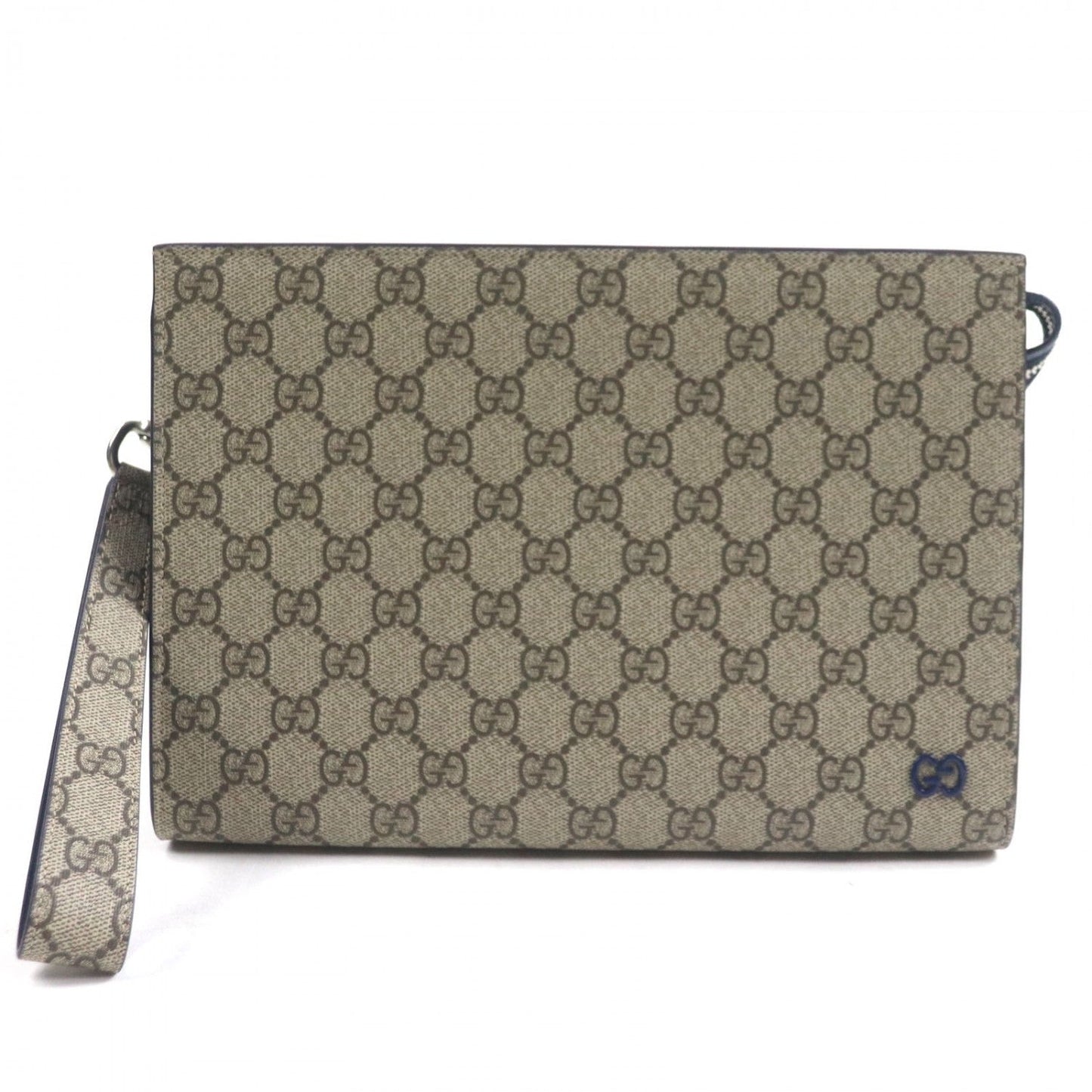 Gucci GG Supreme Canvas Beige Blue Clutch Bag
