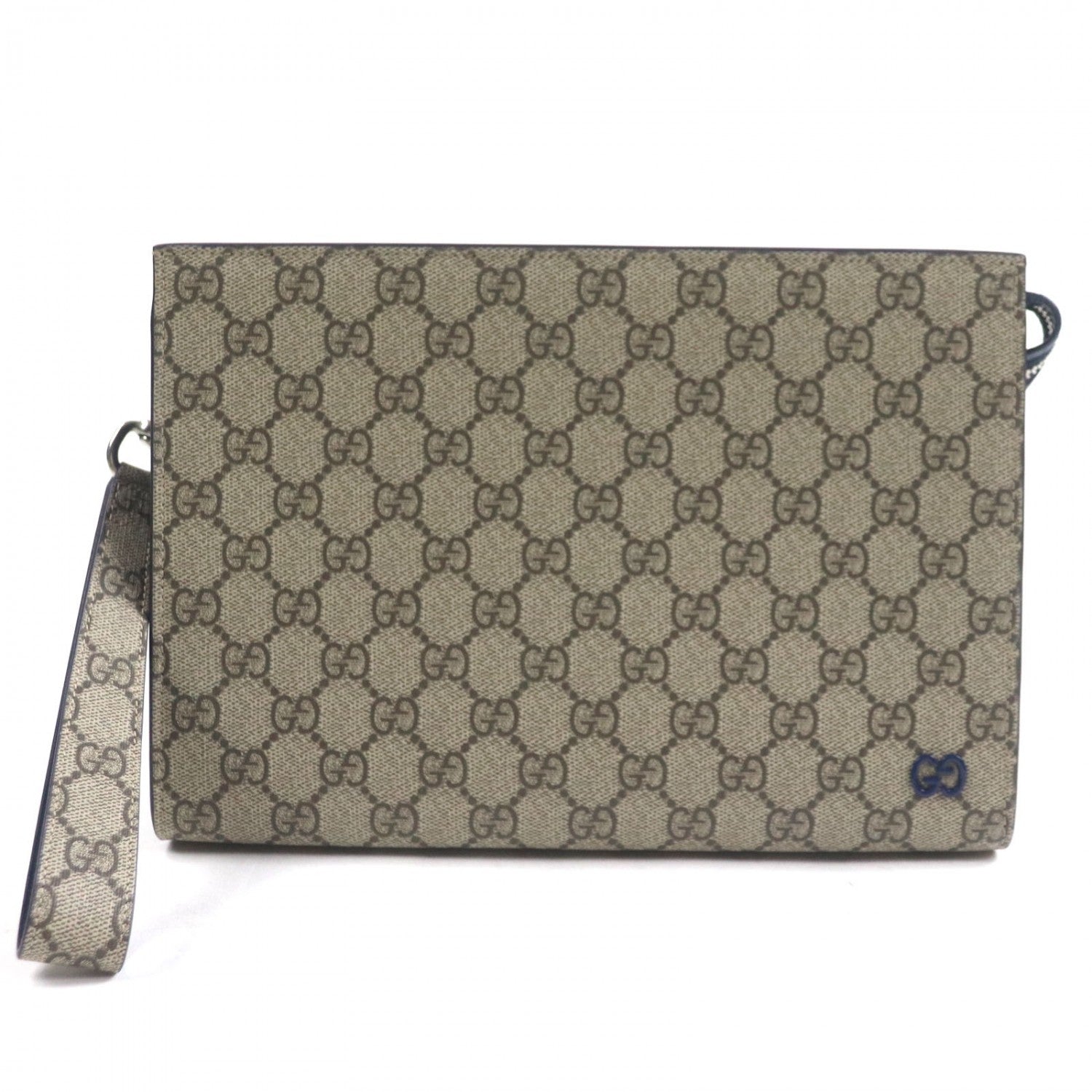 Gucci GG Supreme Canvas Beige Blue Clutch Bag