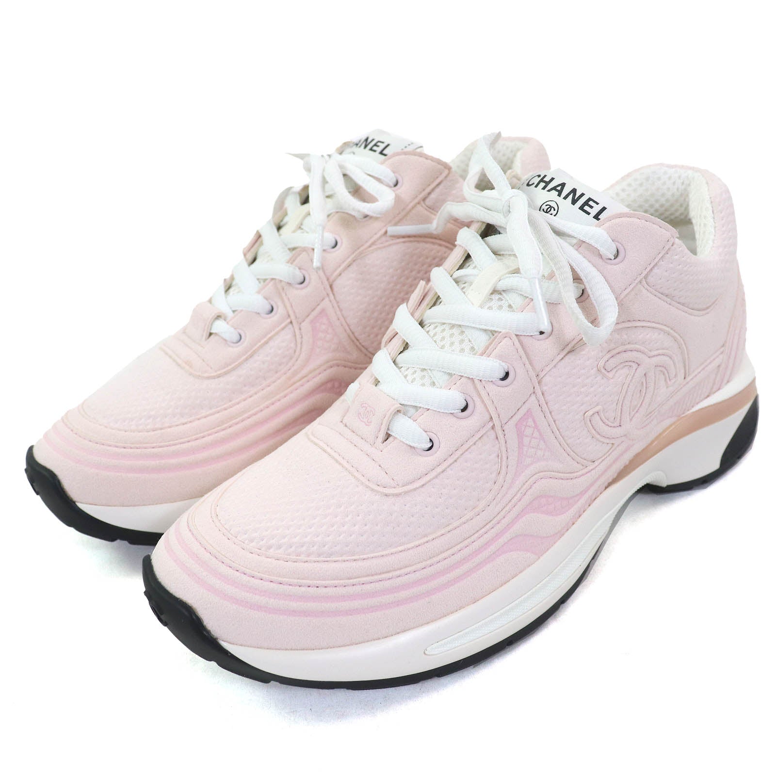 Chanel Coco Mark Suede Leather Sneakers
