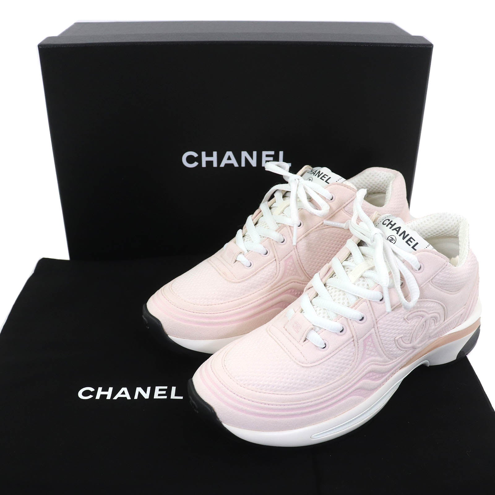 Chanel Coco Mark Suede Leather Sneakers