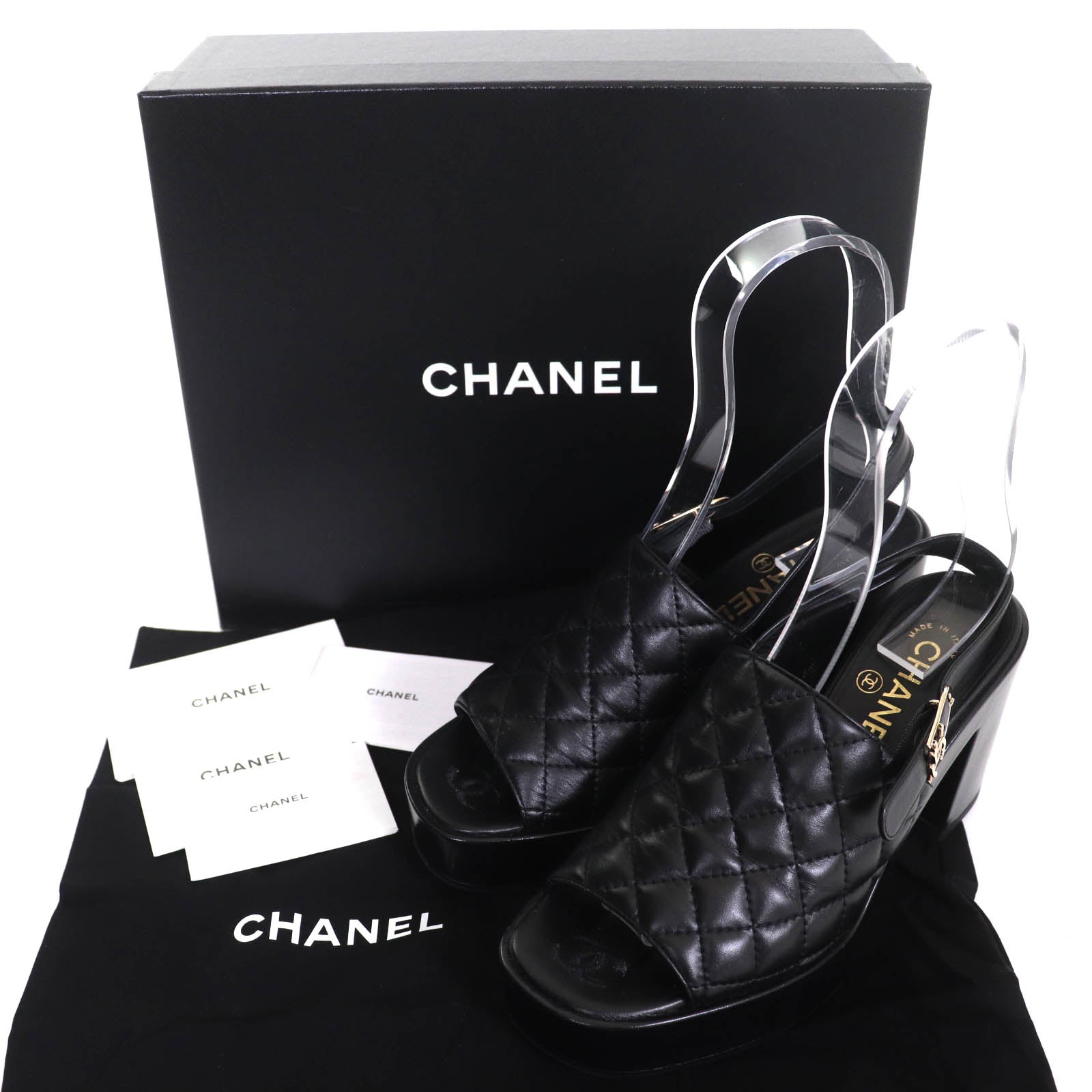 Chanel COCO Mark Matelasse Leather Sandals