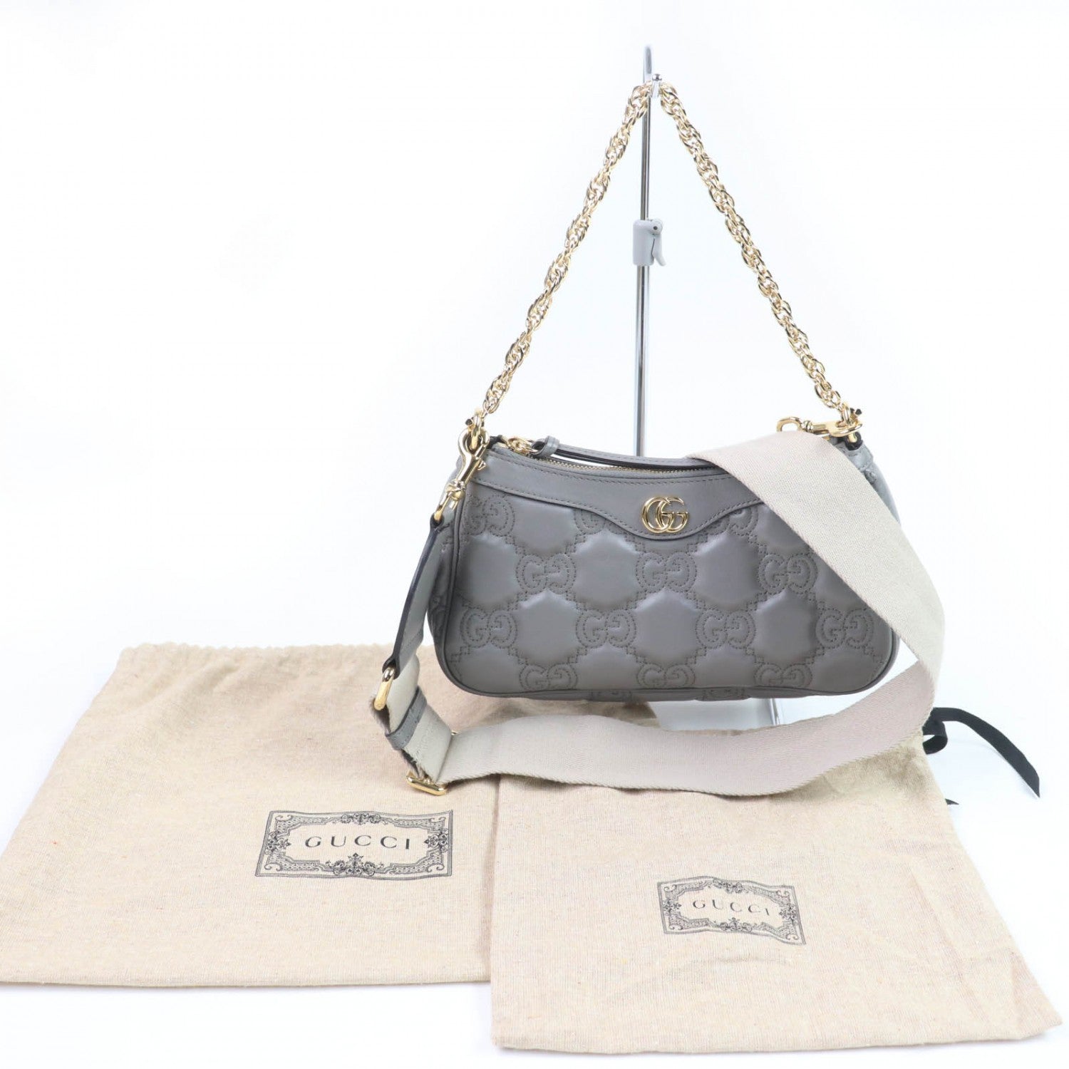Gucci Leather Gray Shoulder Bag