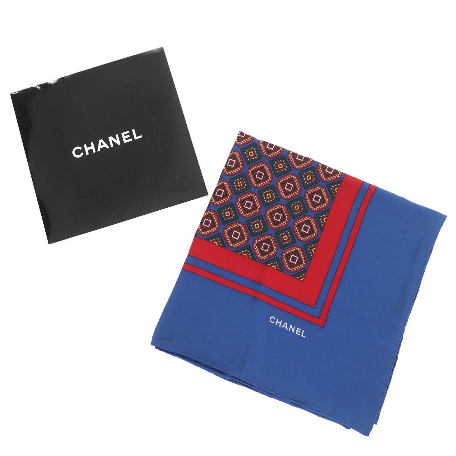 Chanel scarf silk type Blue Red