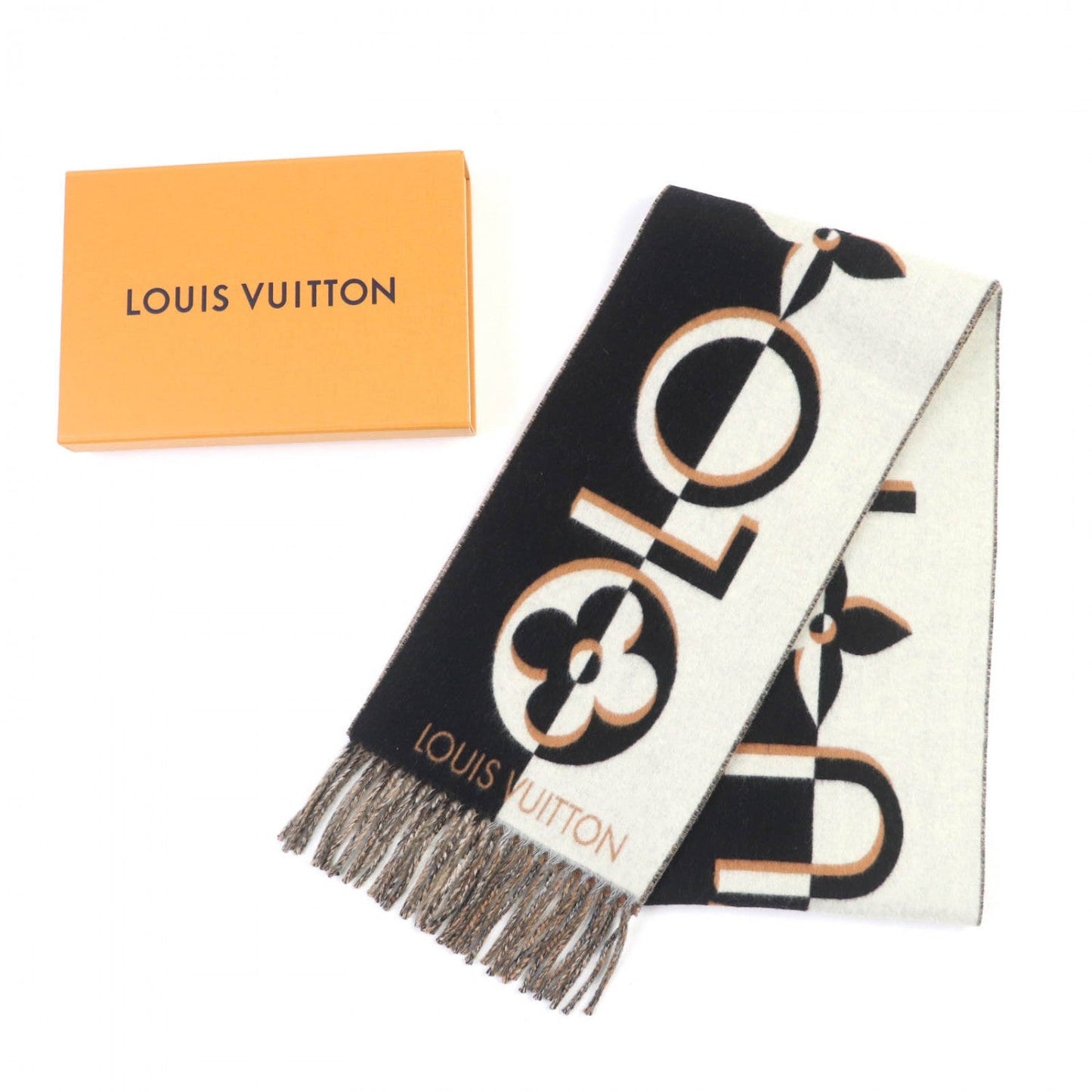 Louis Vuitton Scarf M90806 Noir Muffler Duo Wool Apparel