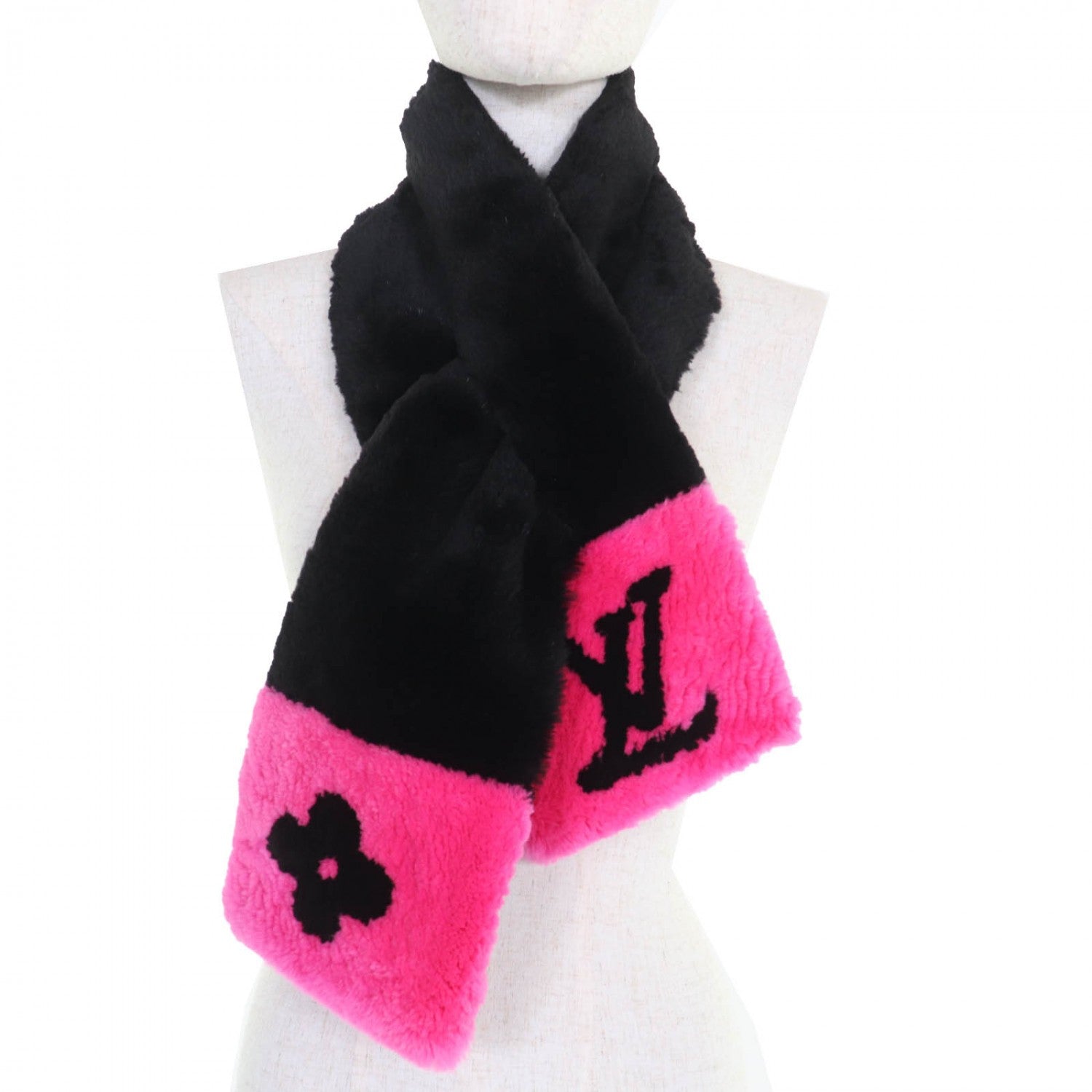 Louis Vuitton Scarf M70872 Beaver Escalp City Black Pink