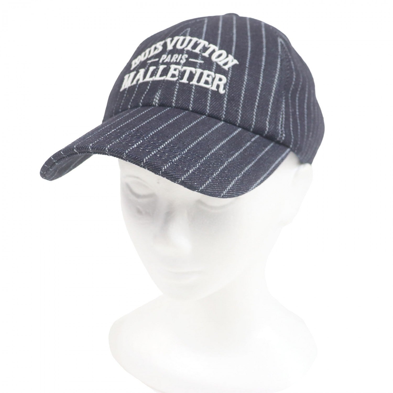 Louis Vuitton M5146L Striped Denim Cotton Navy Hat