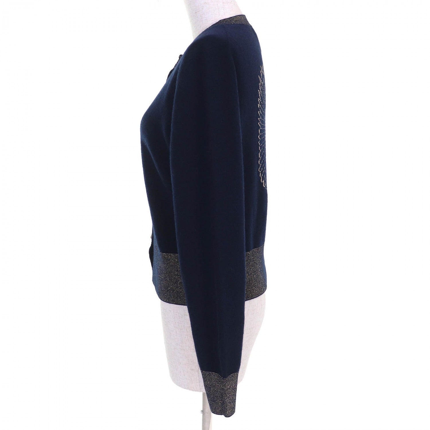 Chanel cardigan cashmere Navy 38 Gold Handbag