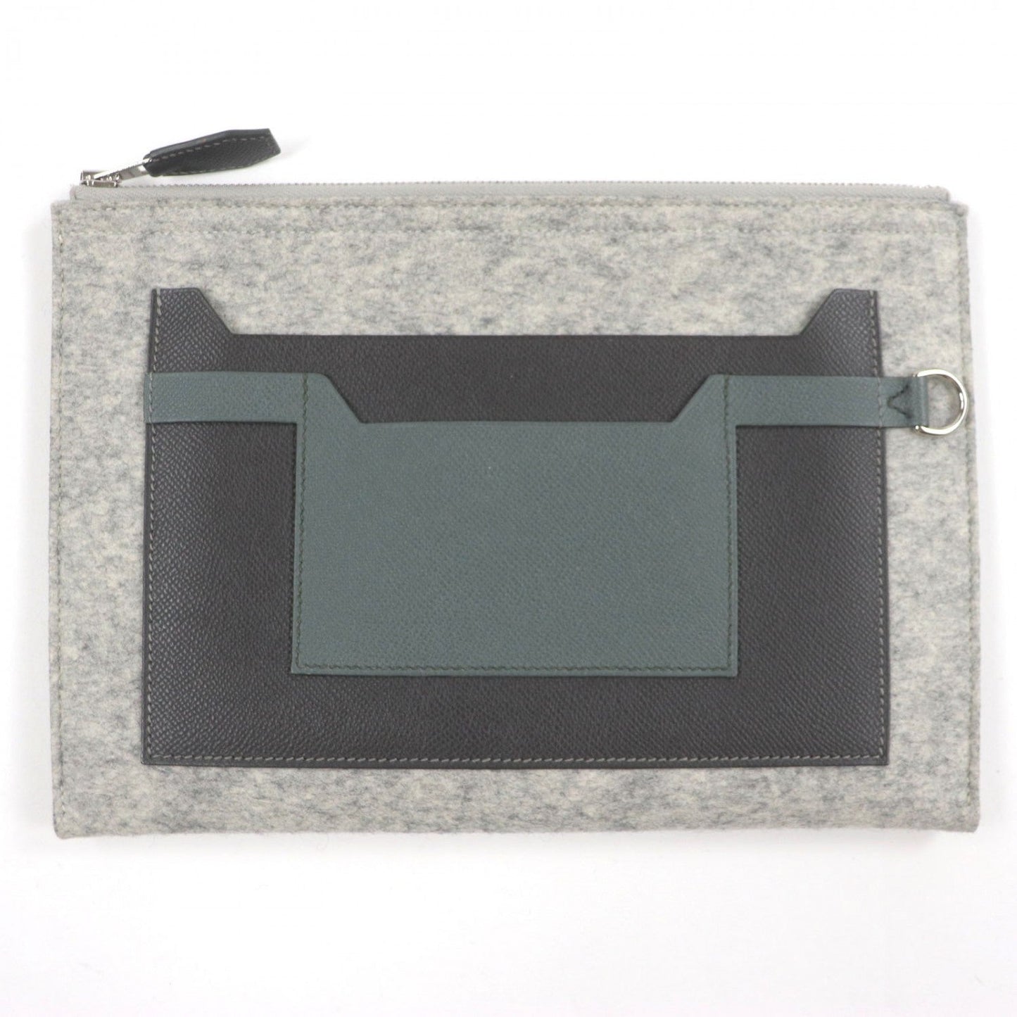 Hermes Clutch Bag Felt Too Doo Gray