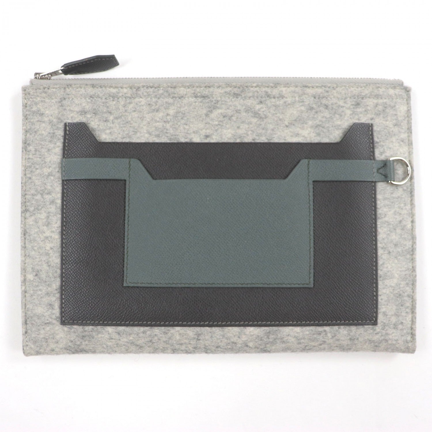 Hermes Clutch Bag Felt Too Doo Gray