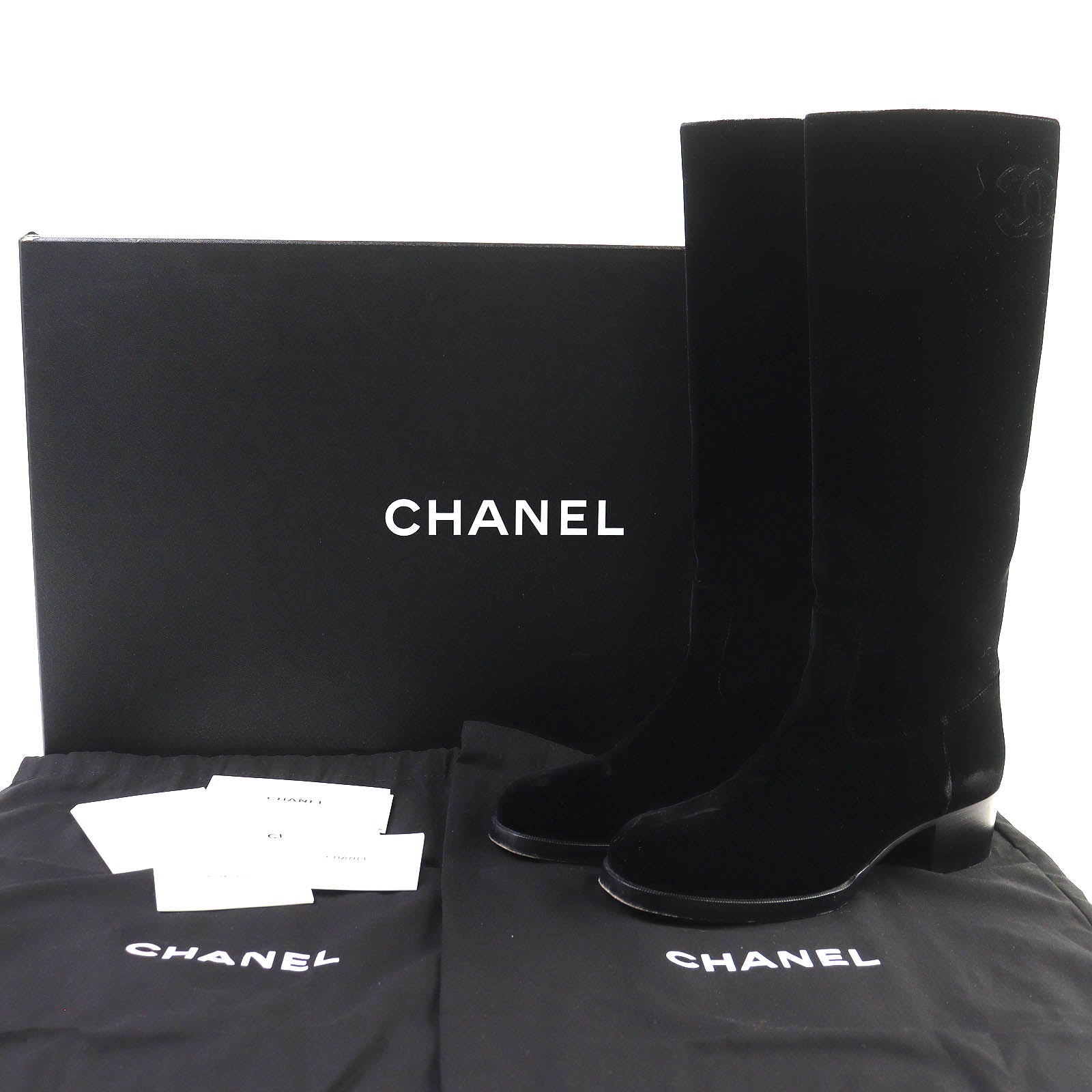 Chanel COCO Mark Velour Long Boots