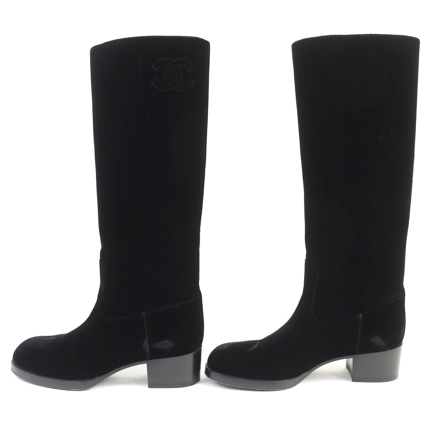 Chanel Coco Mark Velour Long Boots for Women