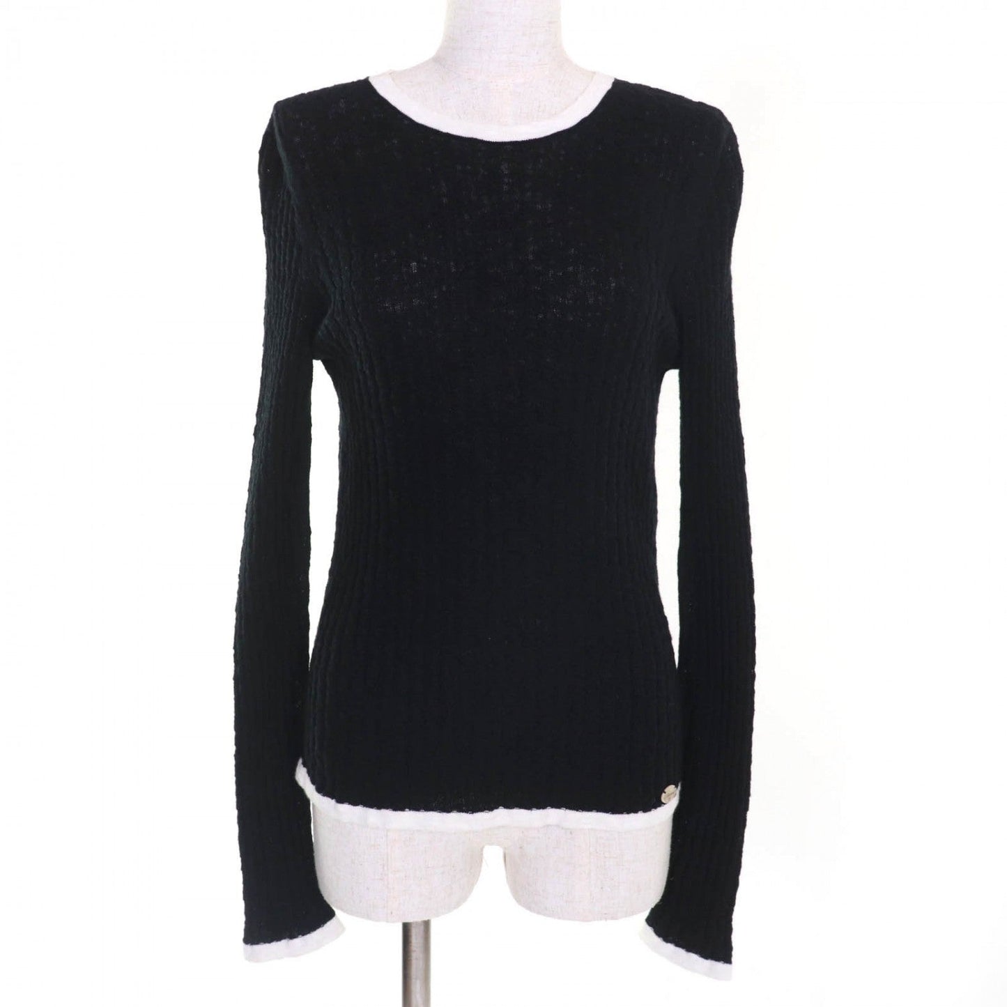 Chanel knit cotton 38 Black White Handbag