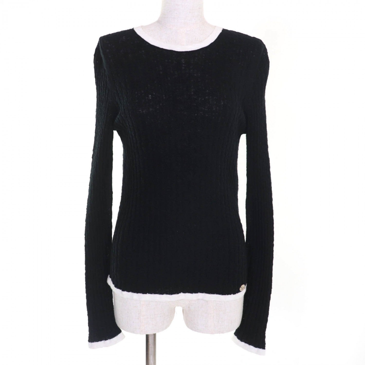Chanel knit cotton 38 Black White Handbag