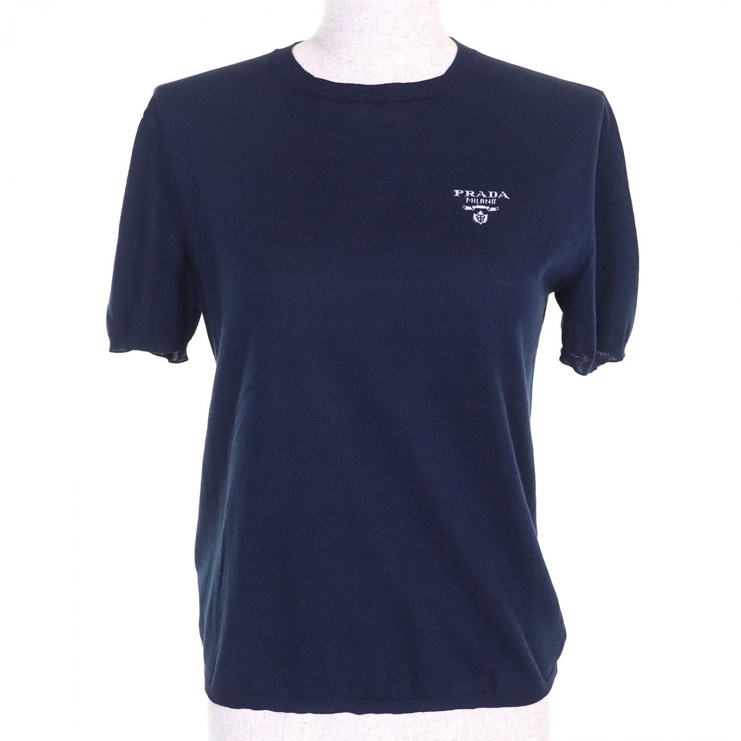 Short Sleeve Knit Silk Navy Handbag Travel Bag