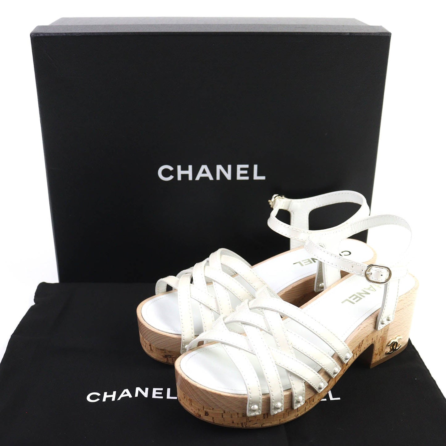 Chanel COCO Mark Patent Leather Sandals