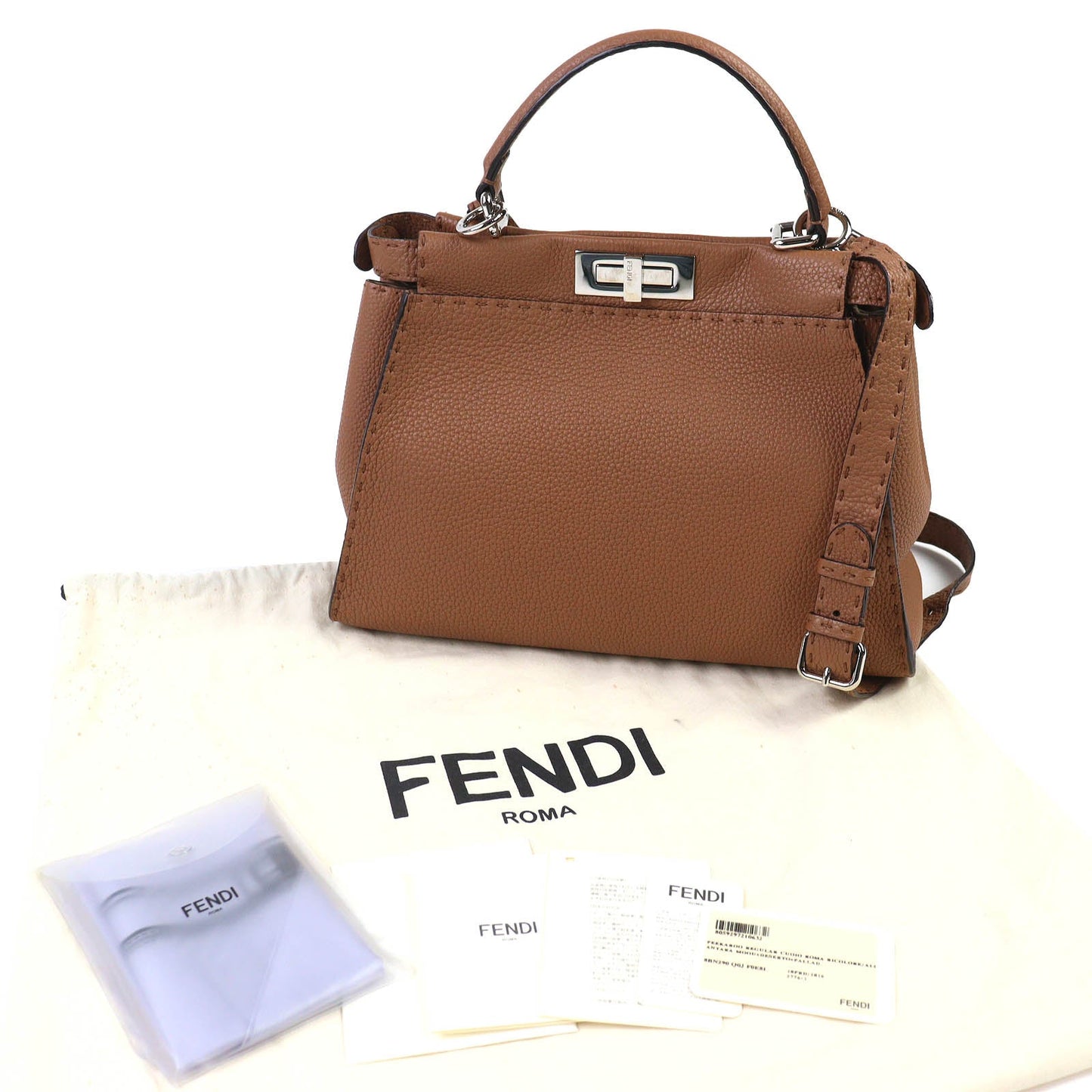 Fendi Peekaboo 2Way Handbag Leather Travel Bag 2Way Handbag 3