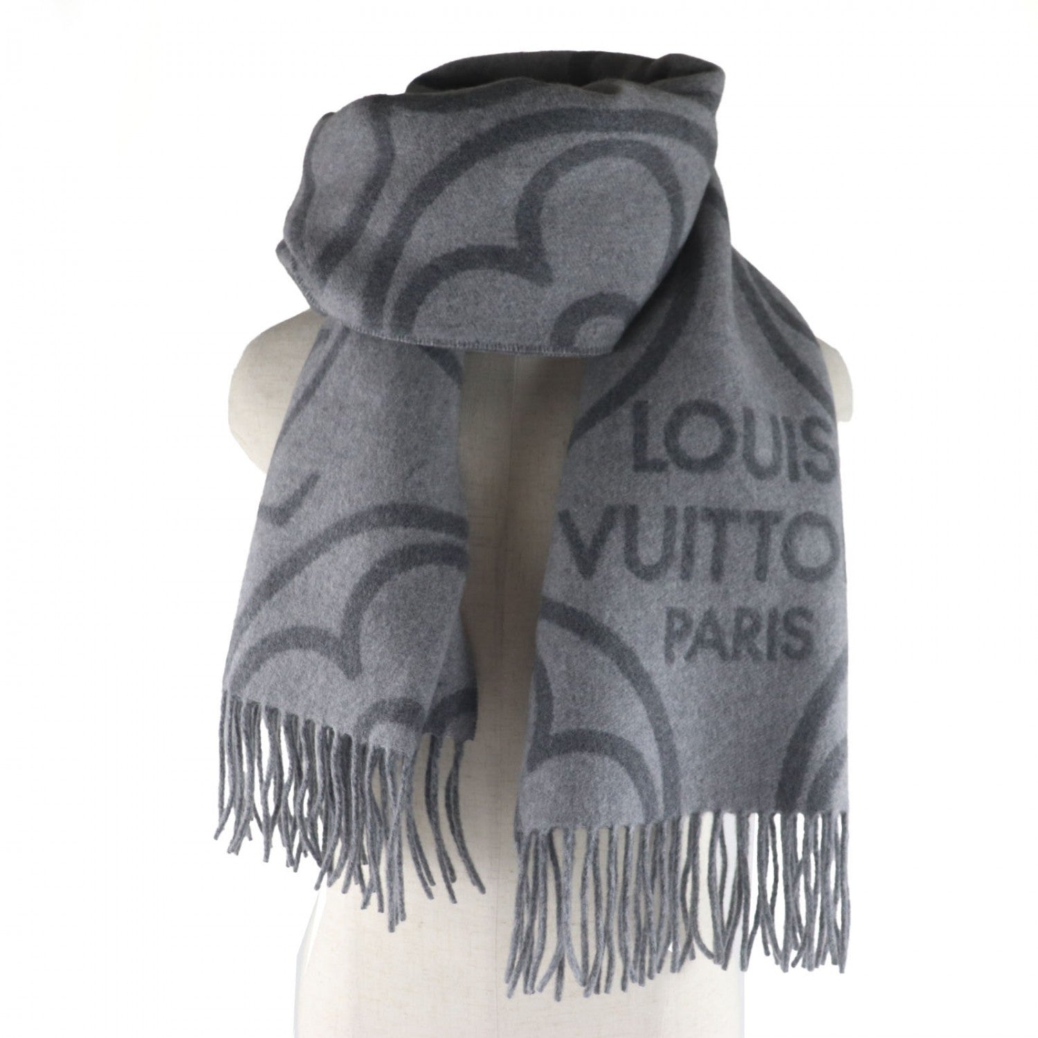 Louis Vuitton Scarf R96950 cashmere Echarpe earmuffs Gray