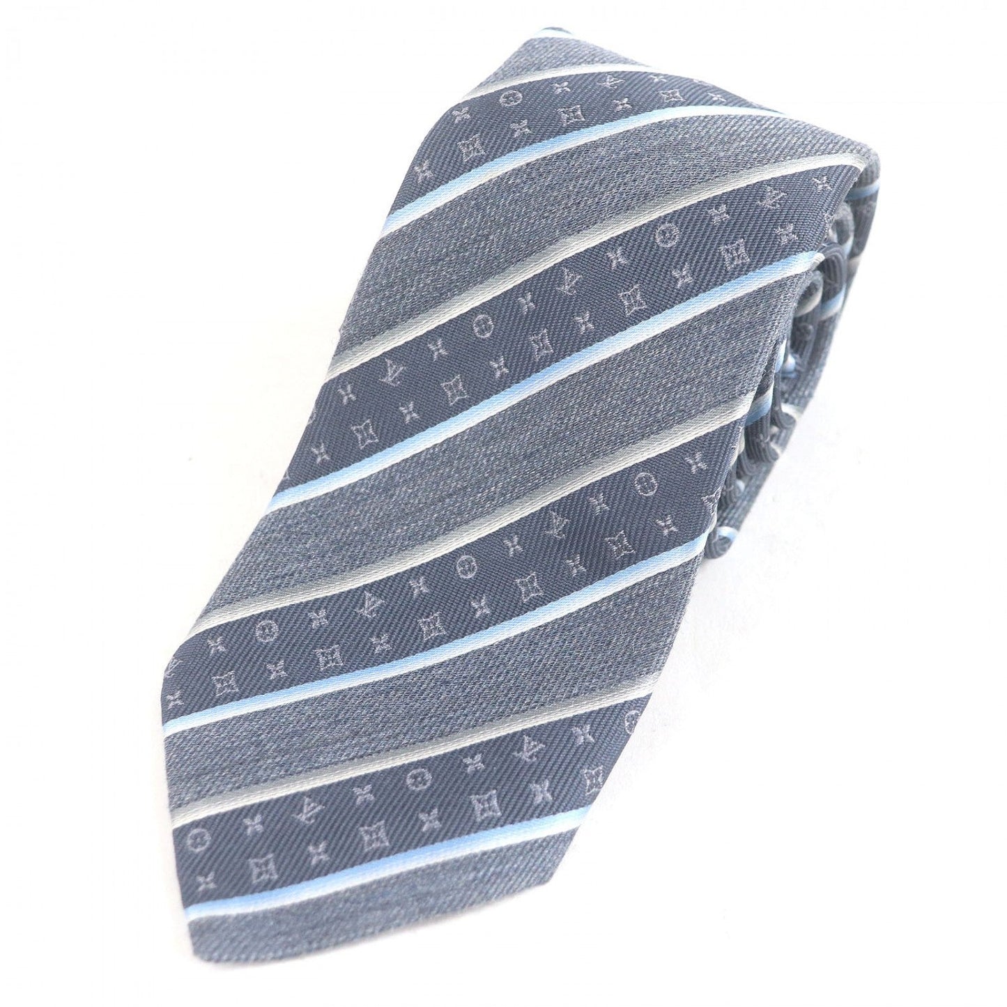 Louis Vuitton tie M79911 silk Blue Gray Handbag