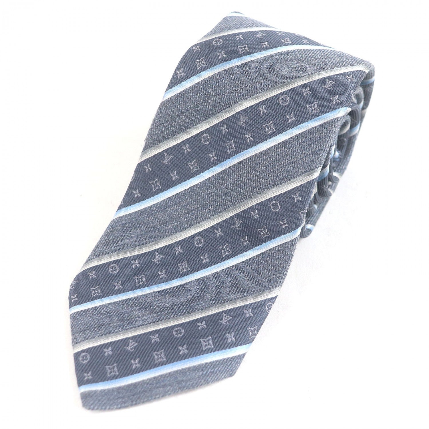 Louis Vuitton tie M79911 silk Blue Gray Handbag