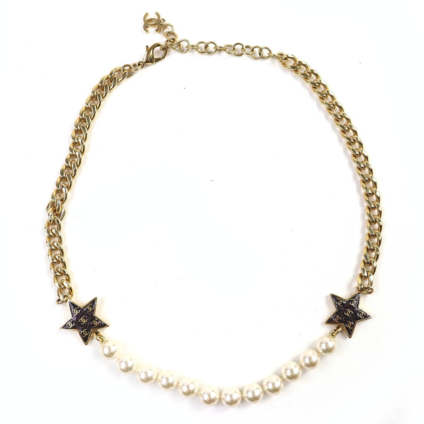 Chanel COCO Mark Star Lame Pearl Necklace