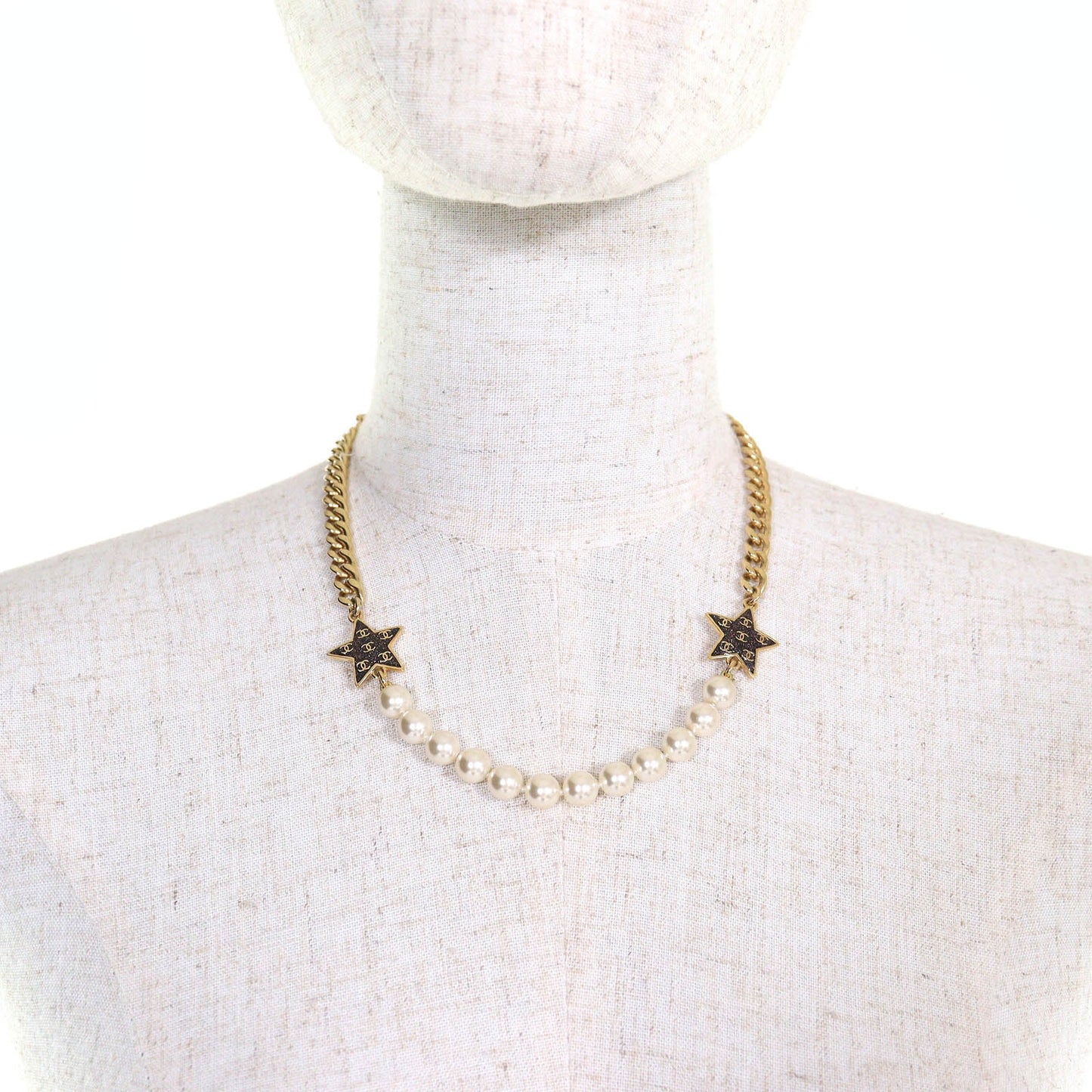 Chanel COCO Mark Star Lame Pearl Necklace